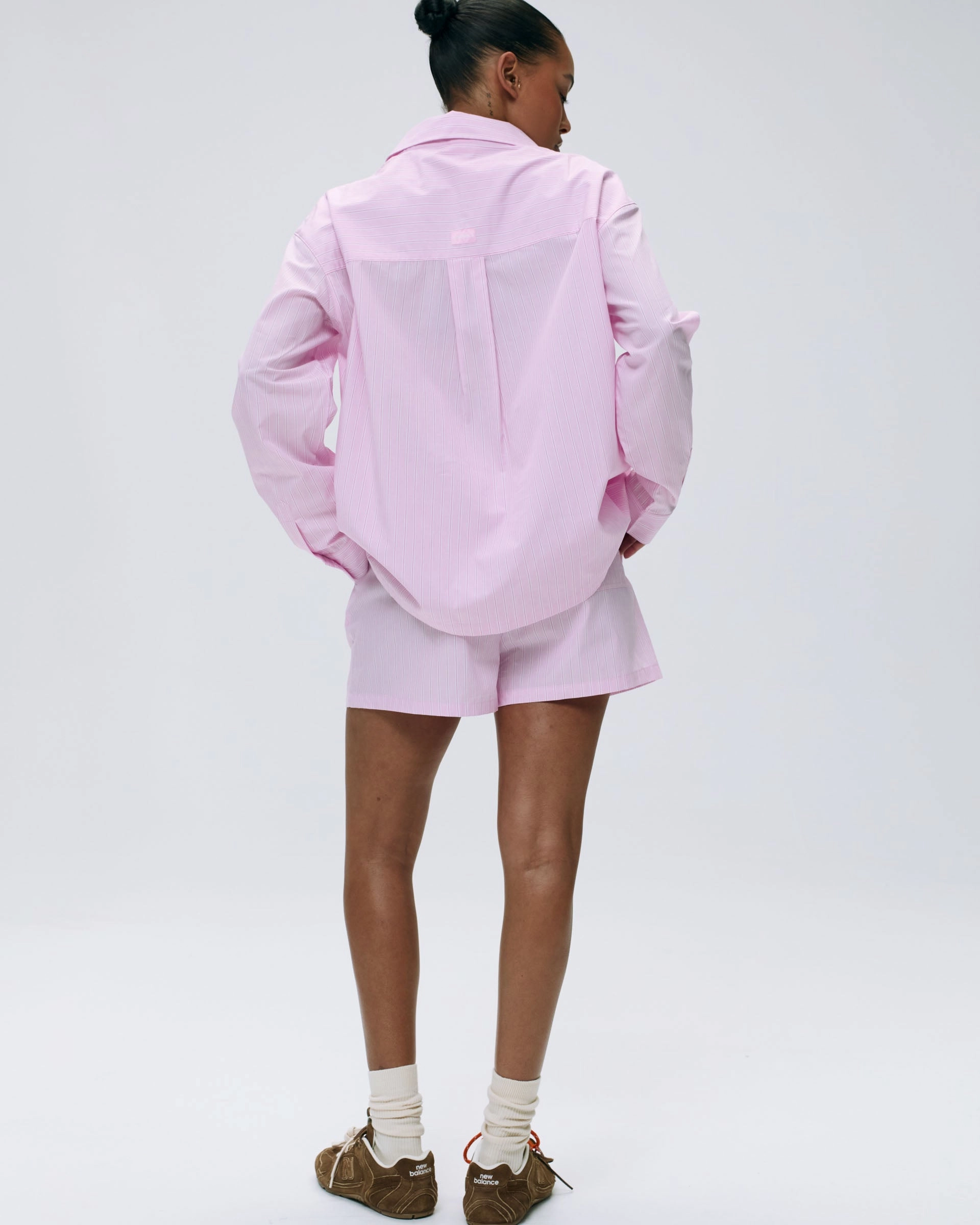 Cotton Stripe Boxer Shorts - Pink/White Sleek Design Wrinkle resistant fabric