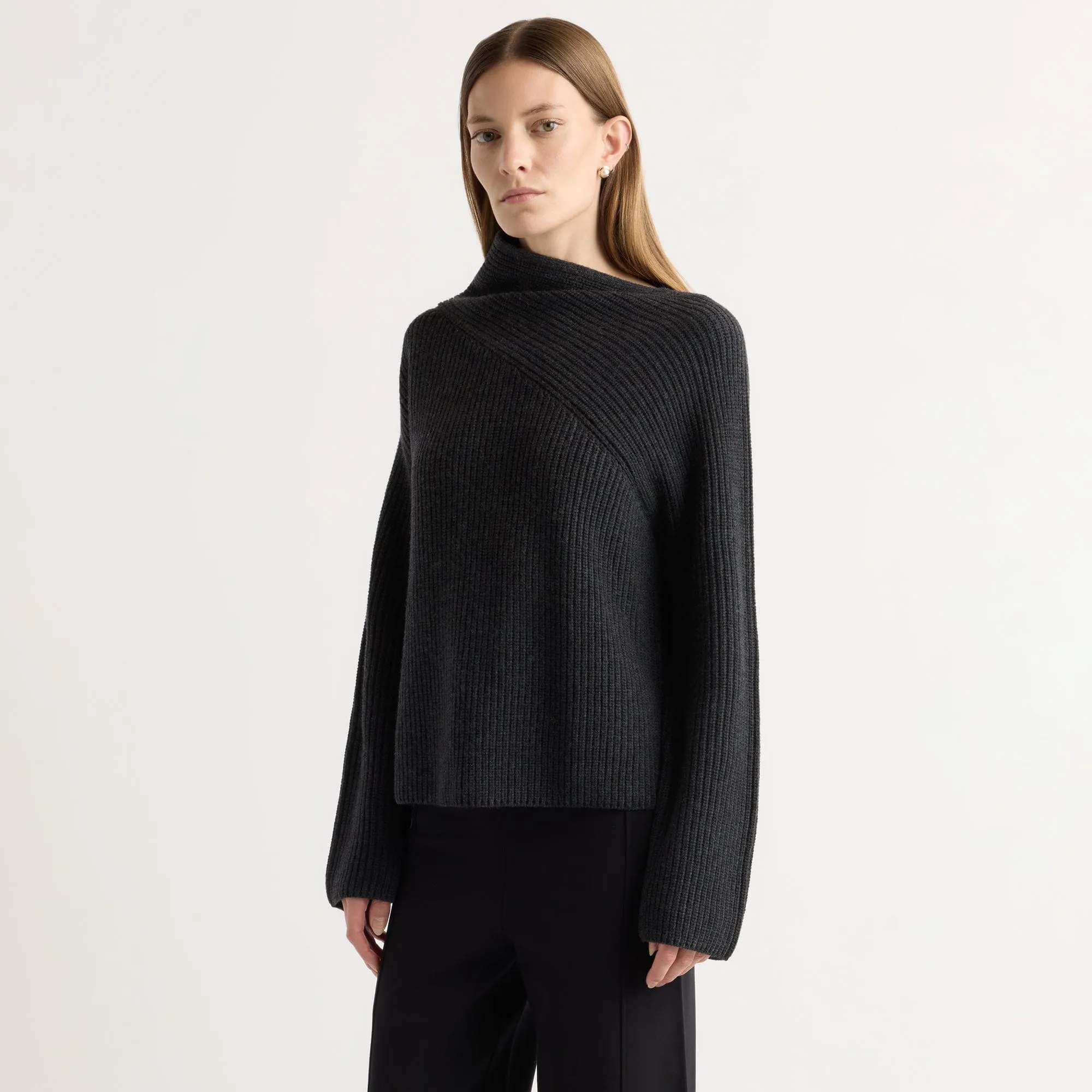 Julisa Asymmetric-Neck Sweater Casual Wear Fit Essential Wardrobe