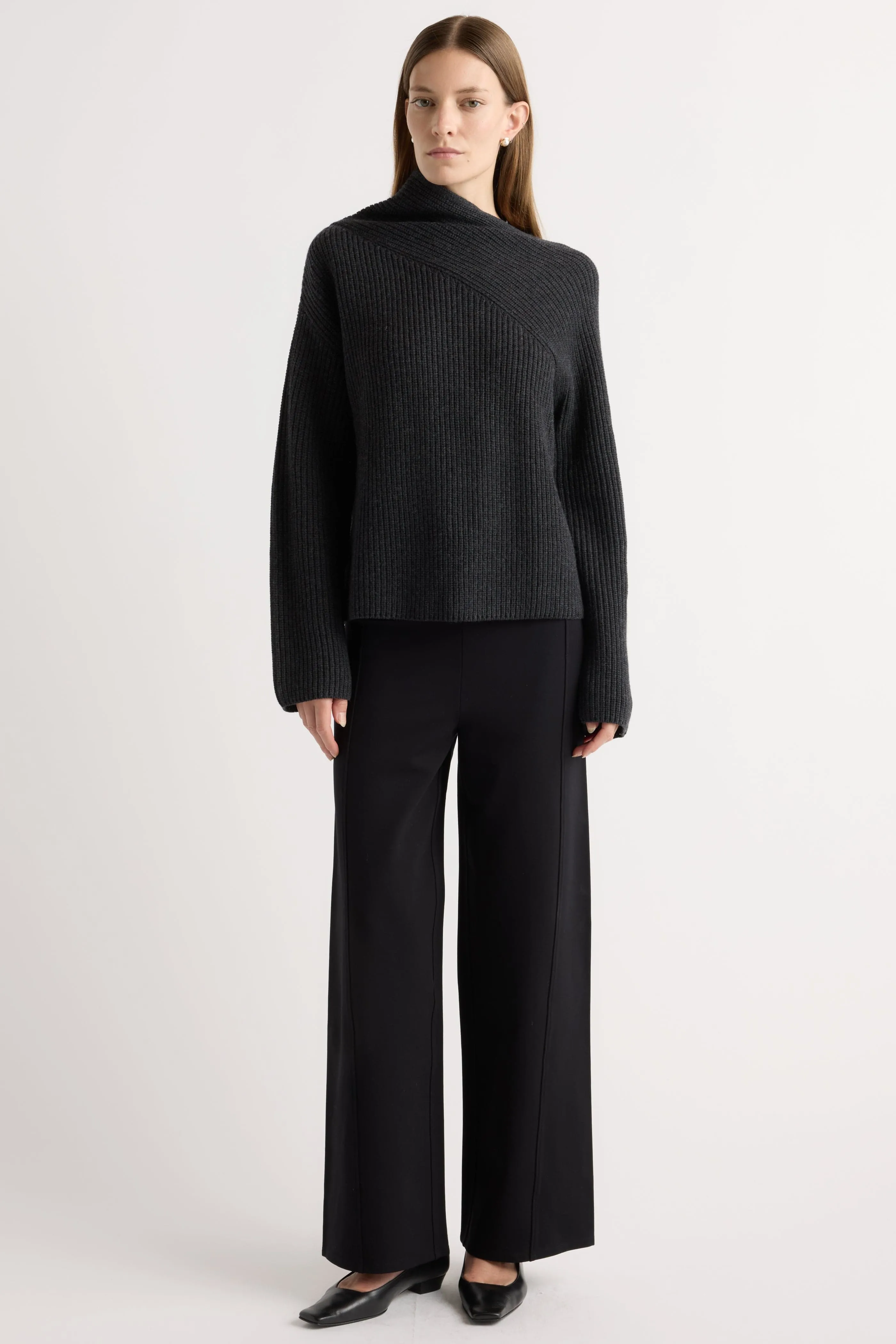 Lightweight Merino Chilly Chic Julisa Asymmetric-Neck Sweater