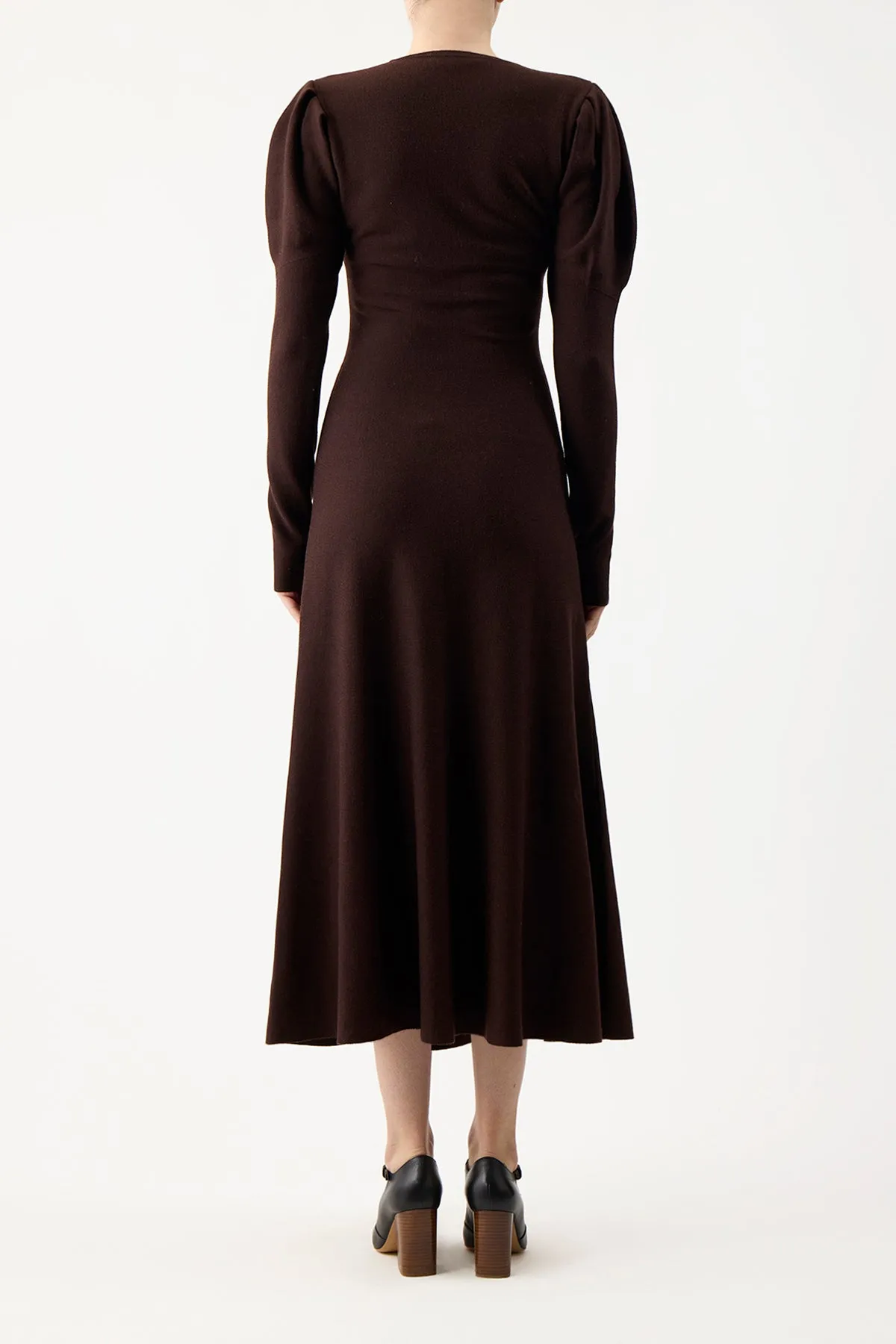 Cozy Base Hannah Knit Maxi Dress in Chocolate Merino Wool Cashmere