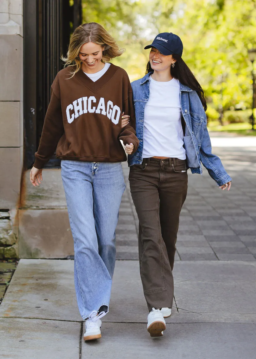 Chicago Boucle V-Neck Sweatshirt - Espresso Dynamic Ventilation Panels Light Comfort