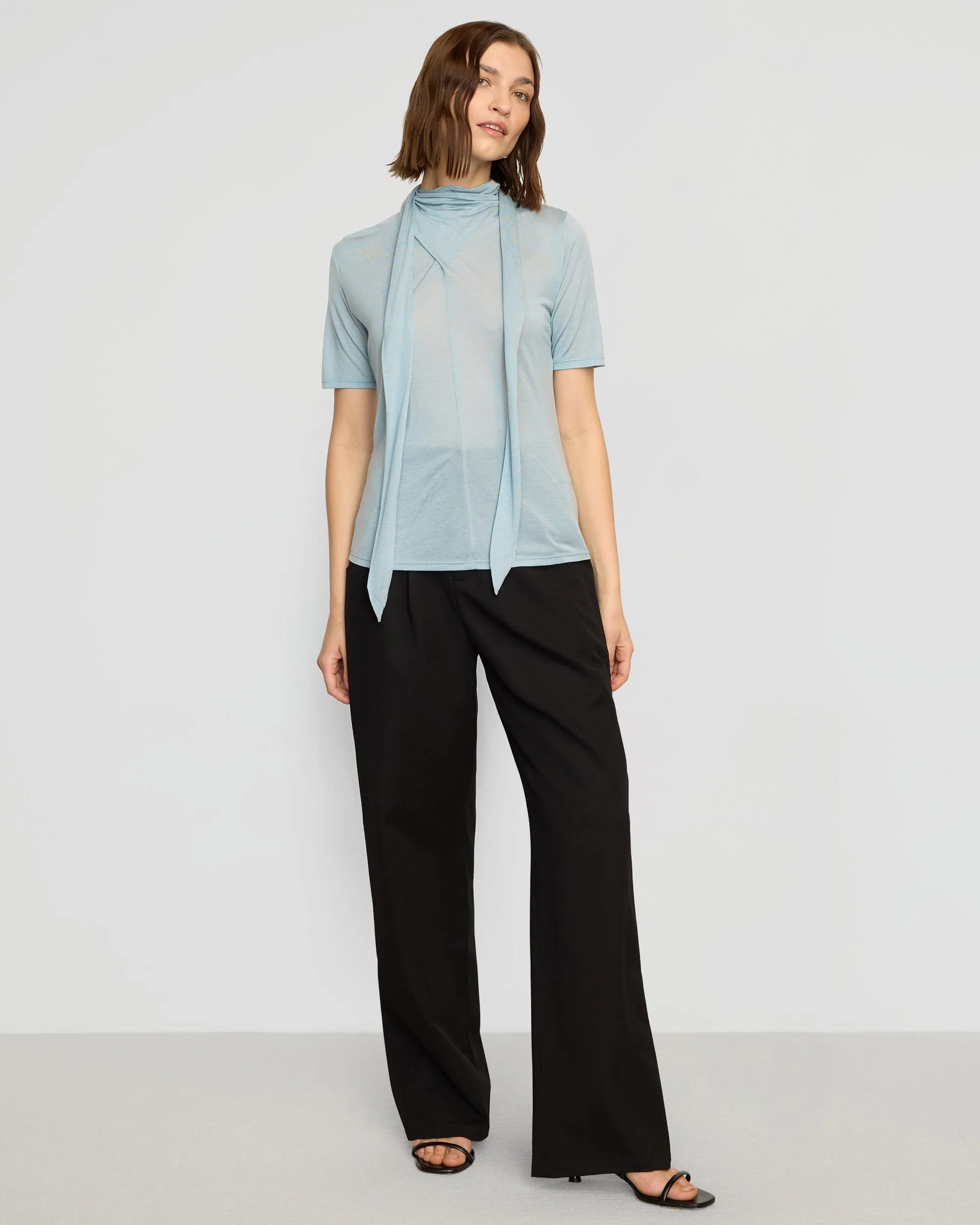 ethical Lucine Scarf-Neck Semi-Sheer Tencel Tee