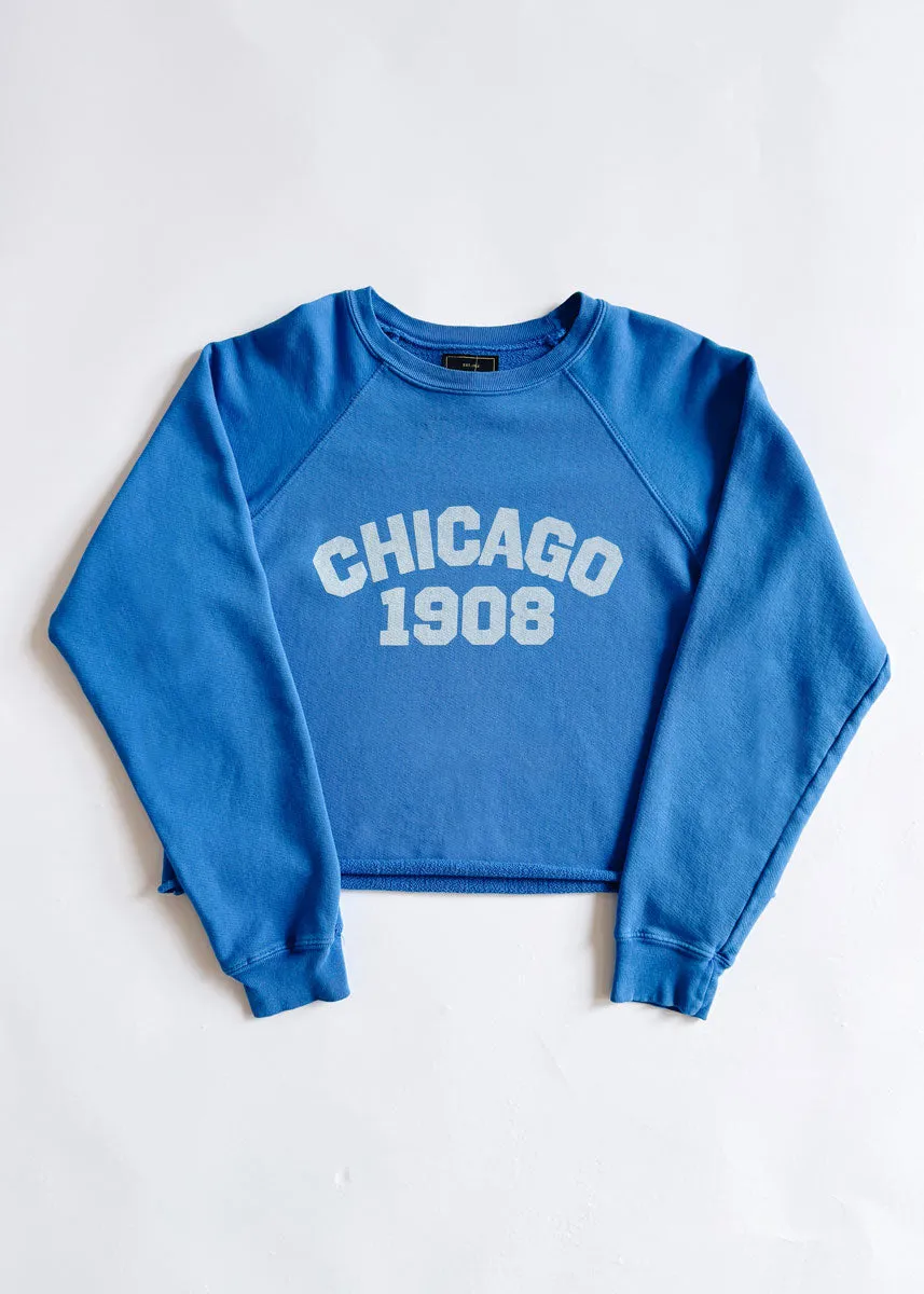 Chicago 1908 Classic Crew Sweatshirt - Vintage Royal Blue Cozy Fabric