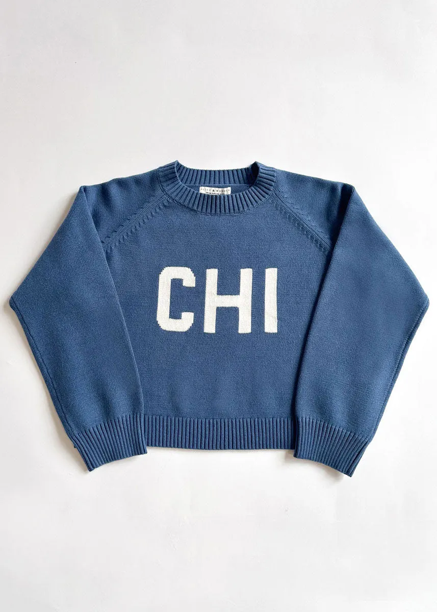 Cozy Piece Chi Crop Sweater - Blue