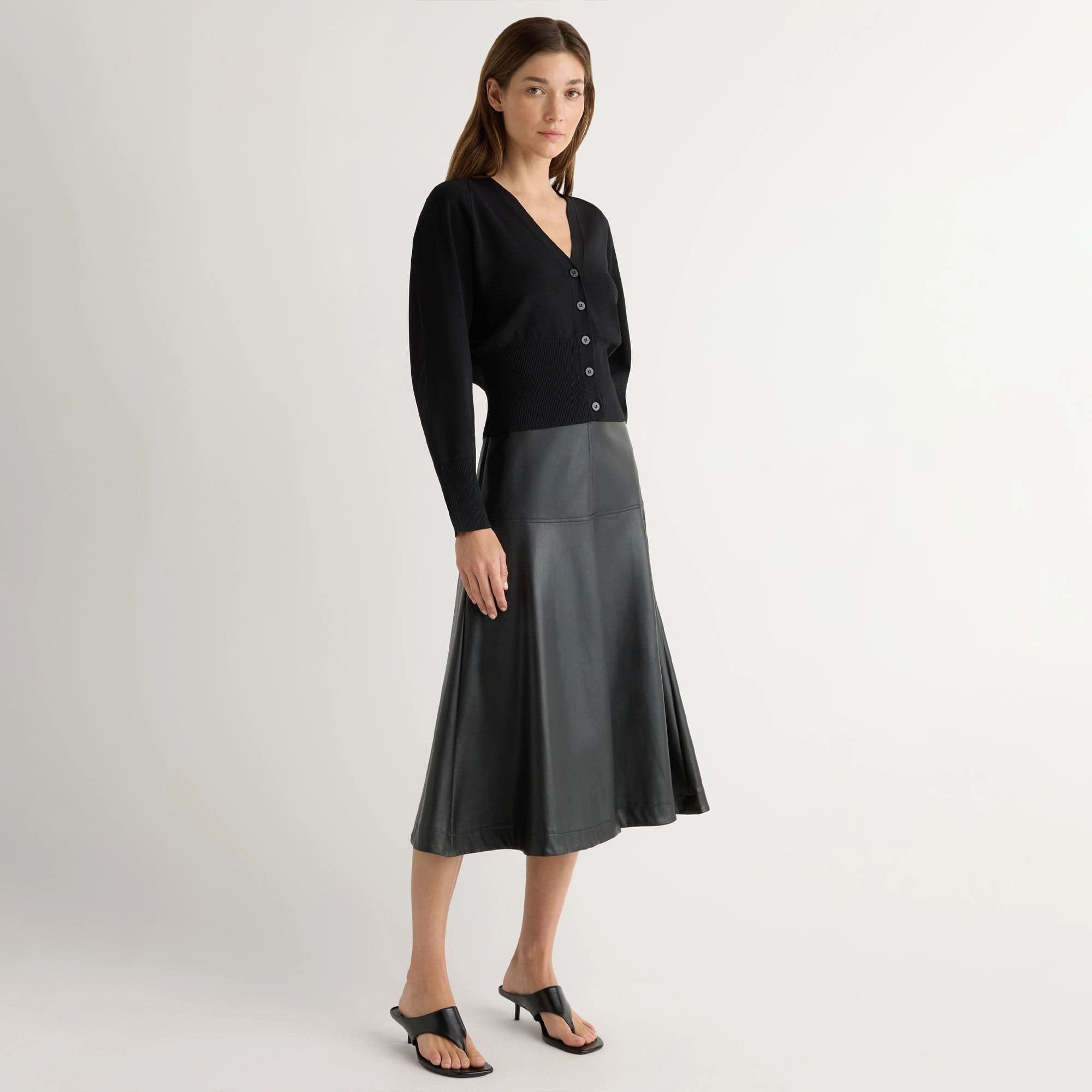 Airy Feel Harley A-Line Vegan Leather Skirt