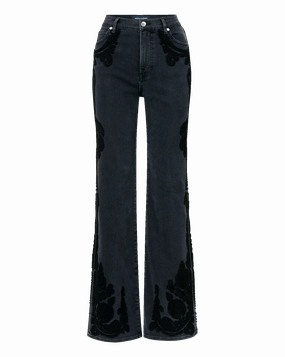 Crosbie Embroidered Slim Wide-Leg Jean All Fit Design