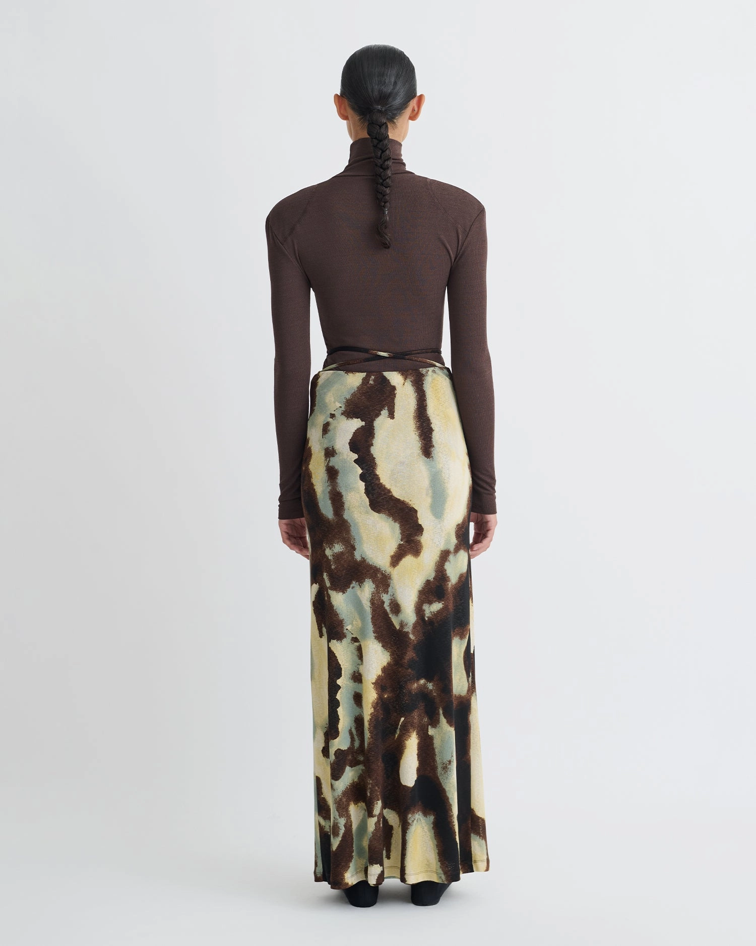 Sustainable Fabric Cheyen - Mesh Jersey Long Skirt - Watercolor Sage