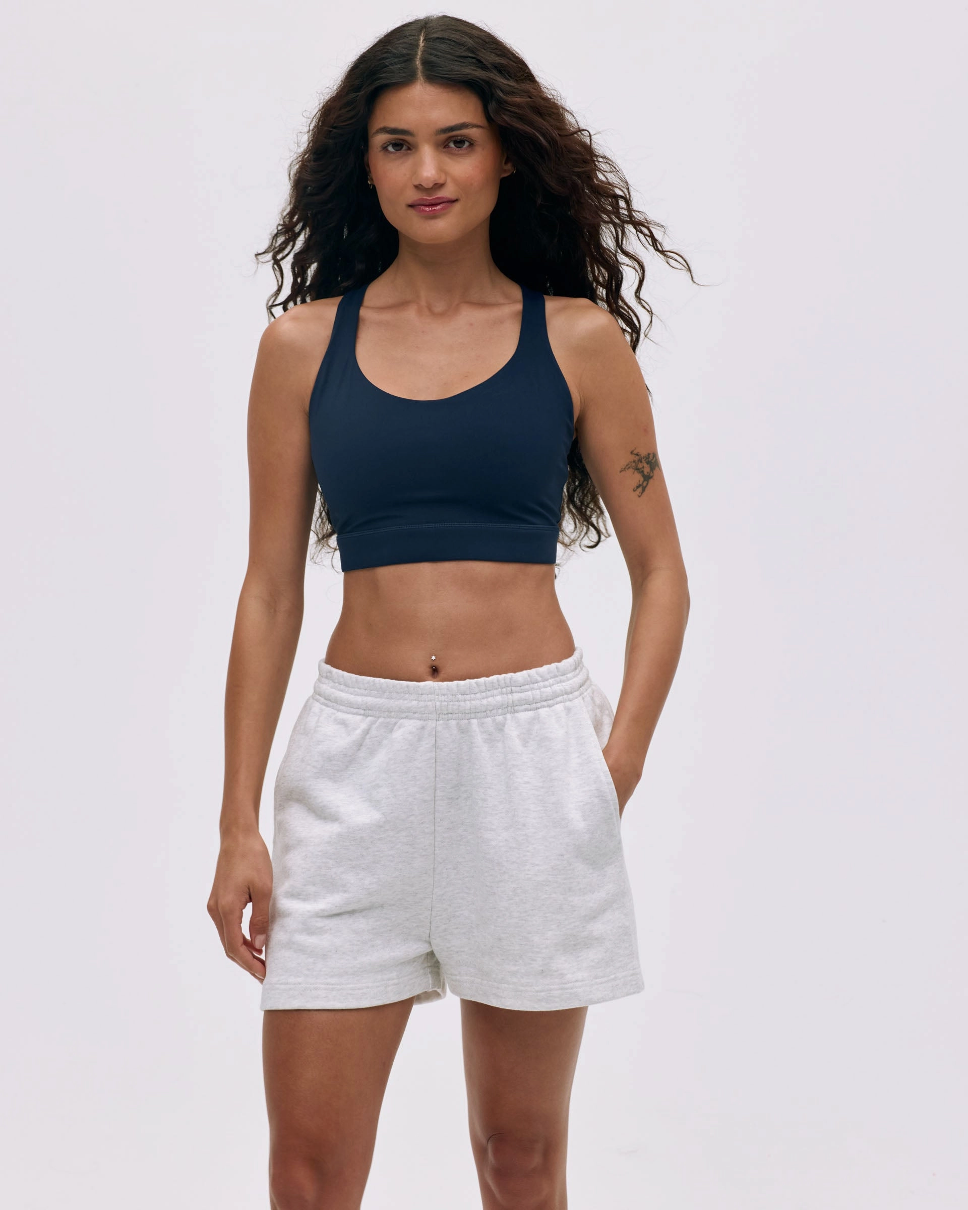 Branded Sweat Shorts - Light Grey Melange Active Days