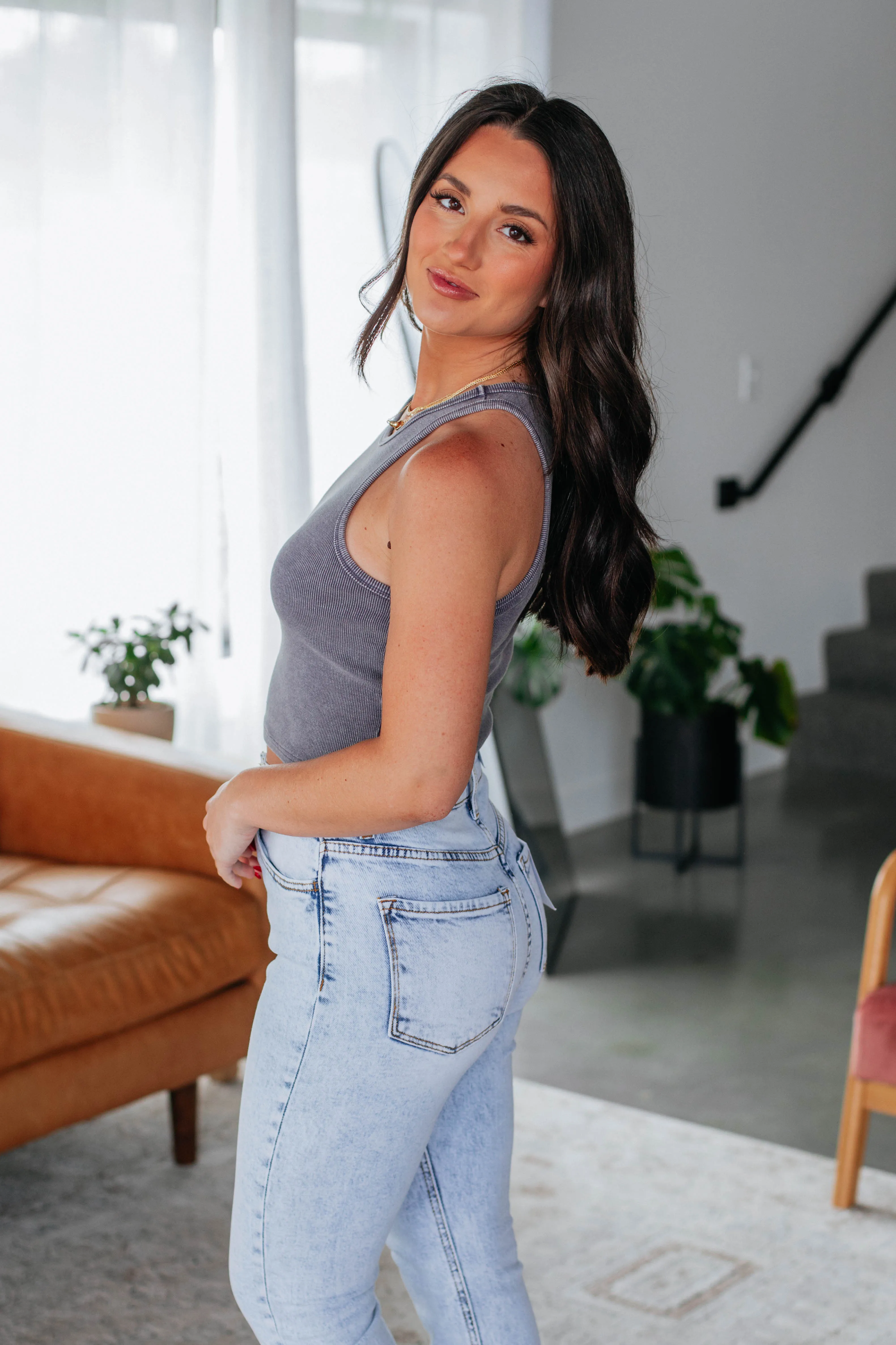 Julian Ribbed Tank - Navy Heat resistant Minimal Smooth