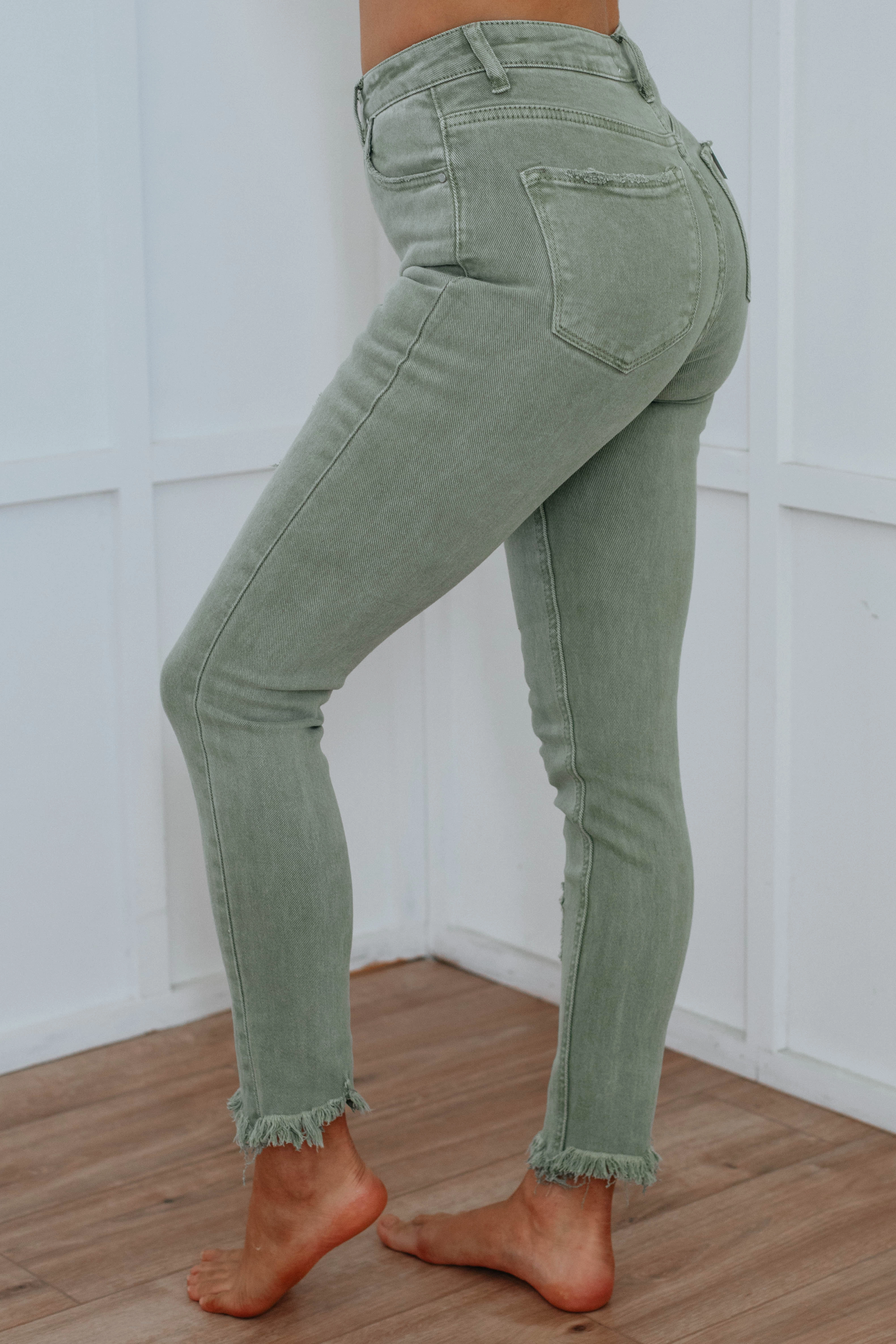 Morning Stroll Evening Stroll Trend Setter Daisie Risen Jeans - Olive