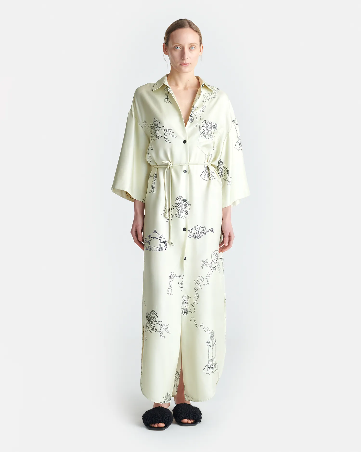 Everyday-Comfort Damala - Printed Silk Twill Shirt Dress - Folktale