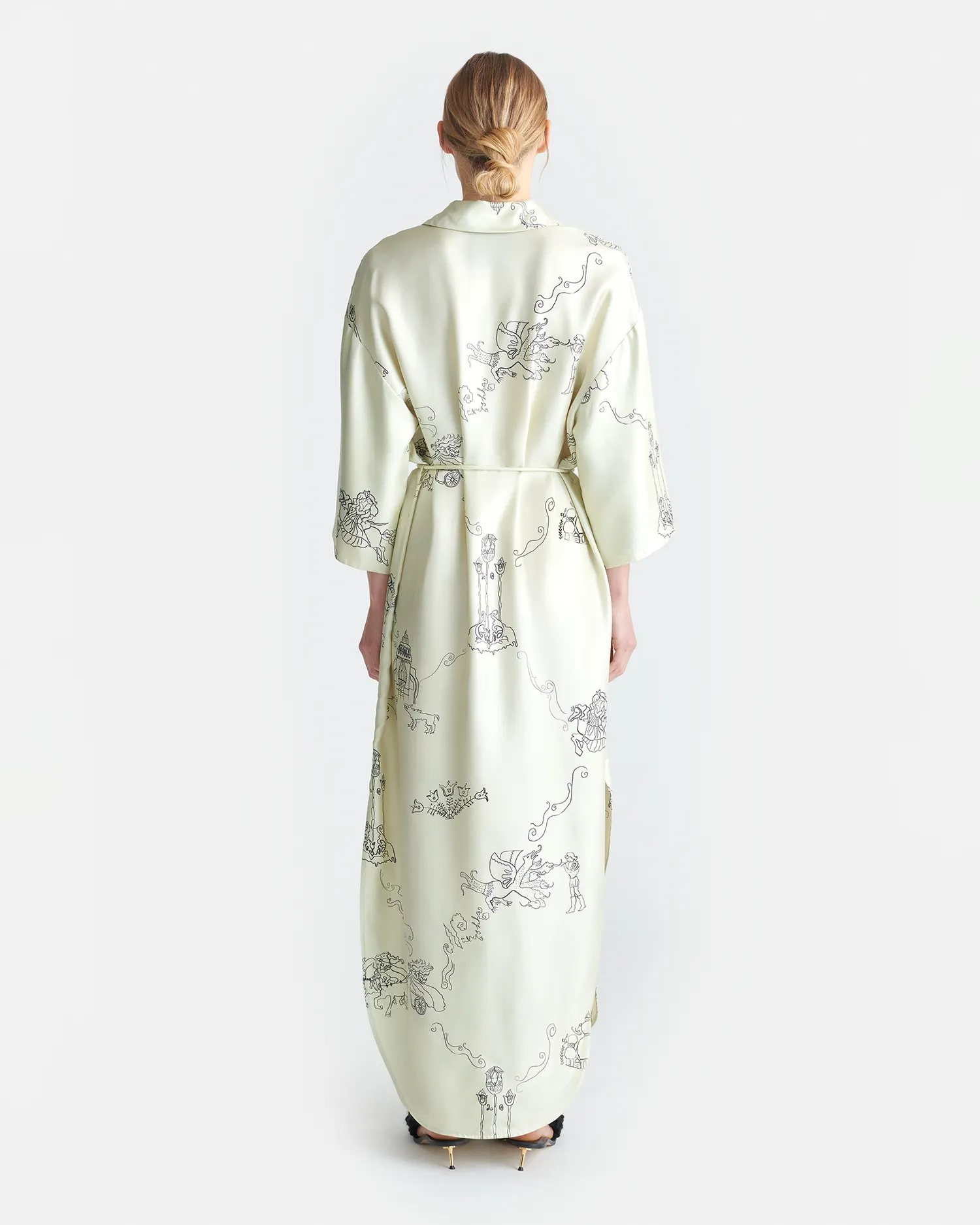 Damala - Printed Silk Twill Shirt Dress - Folktale Pastel-Tone