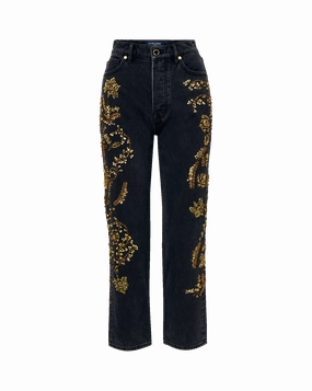 Relaxed Waist Fit Daniela Embellished Straight-Leg Jean