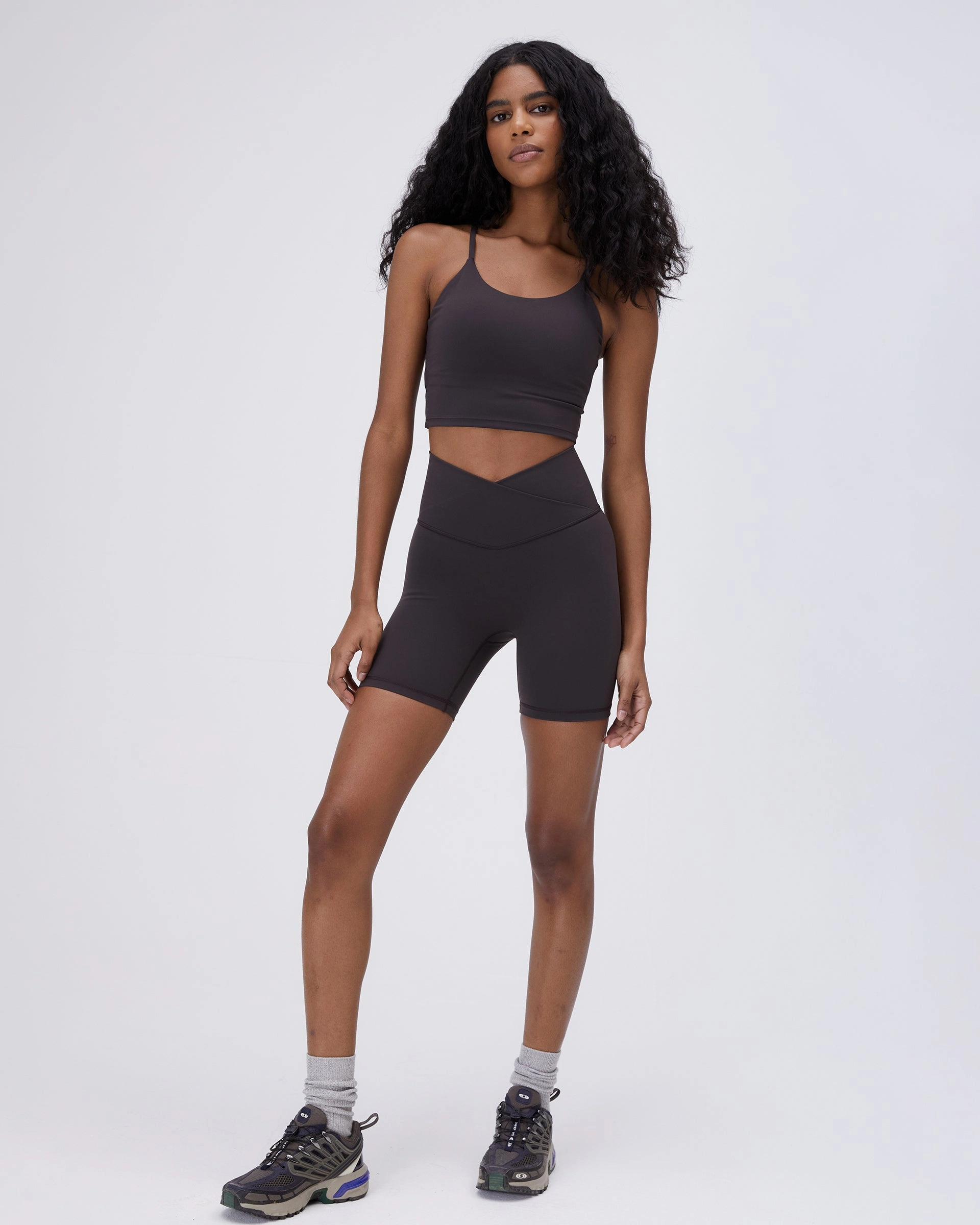 Ultimate Wrap Over Crop Shorts - Coffee Bean cycling clothing soccer shorts