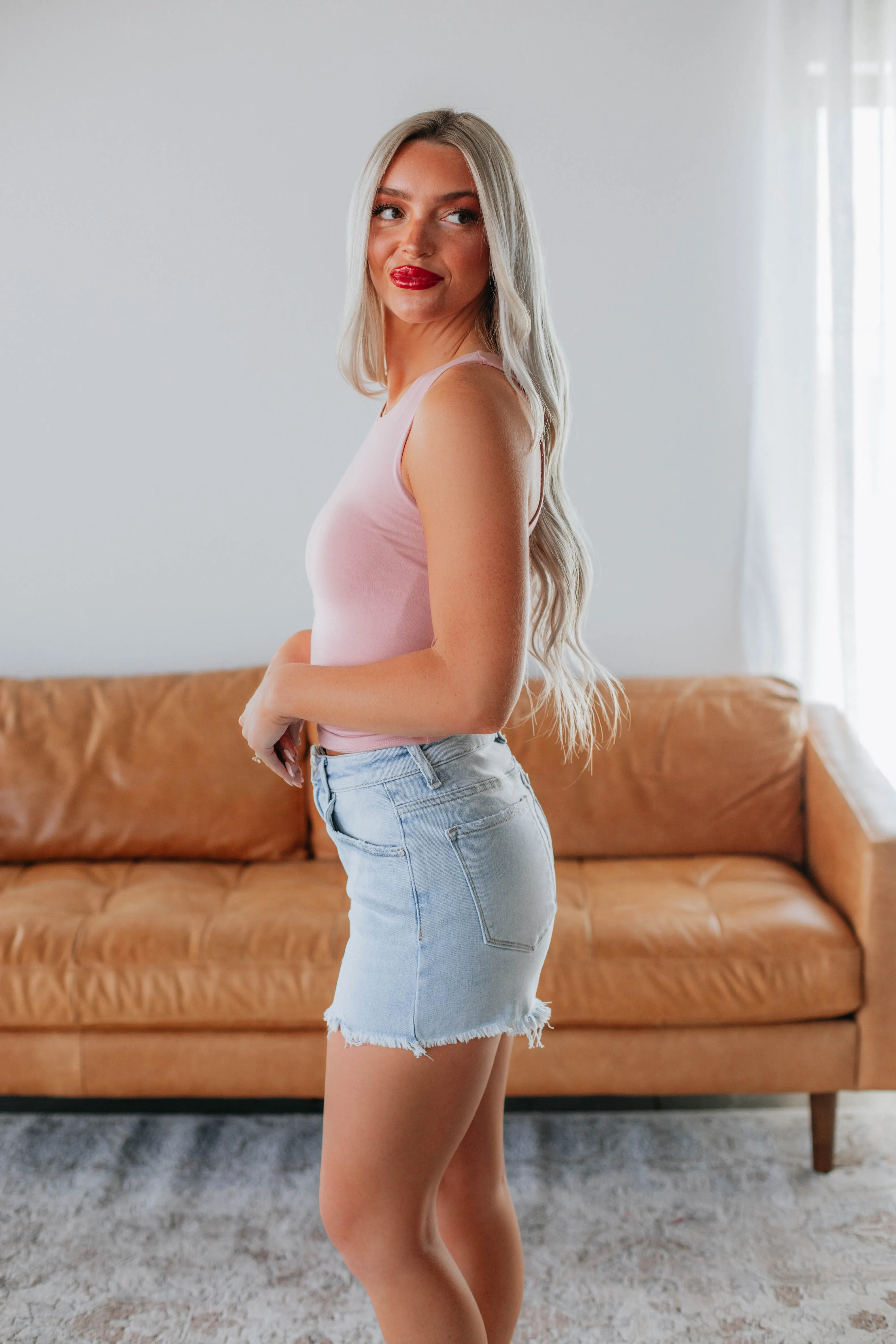 vibration - resistant NonIrritating Seams Demi Basic Tank - Dusty Rose