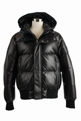 Jordy Leather Down Bomber Asymmetric Hemline