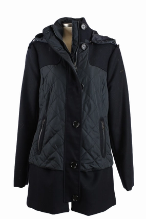 Diamond Quilted Wool Jacket Zipper Closure System