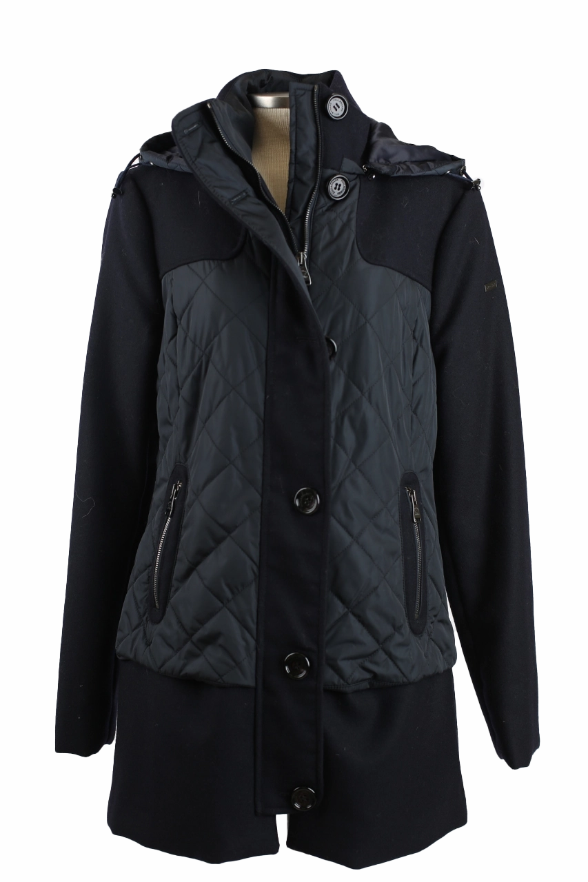 Diamond Quilted Wool Jacket Zipper Closure System