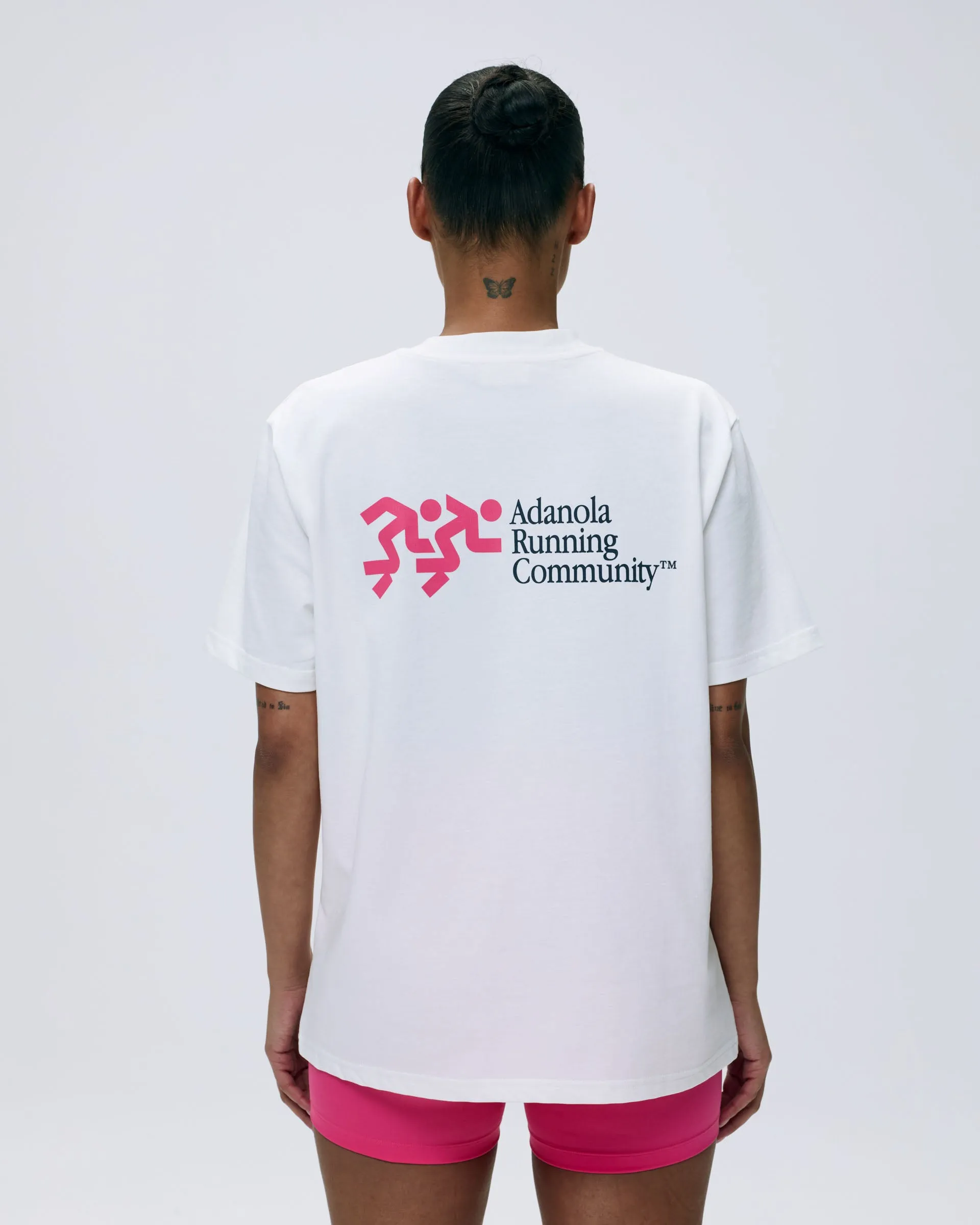 Trendy Shirt Distance Short Sleeve Oversized T-shirt - White/Hot Pink