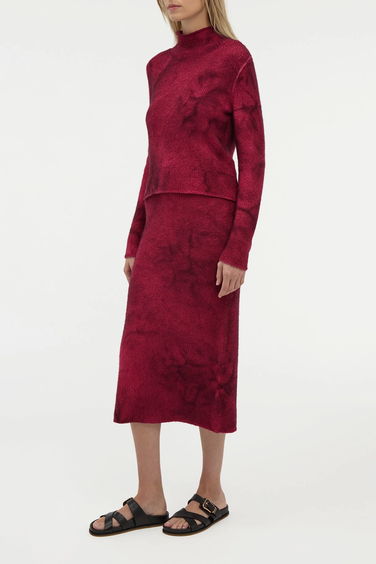 Dorcas Knit Midi Skirt in Bordeaux Cashmere Refined Mood