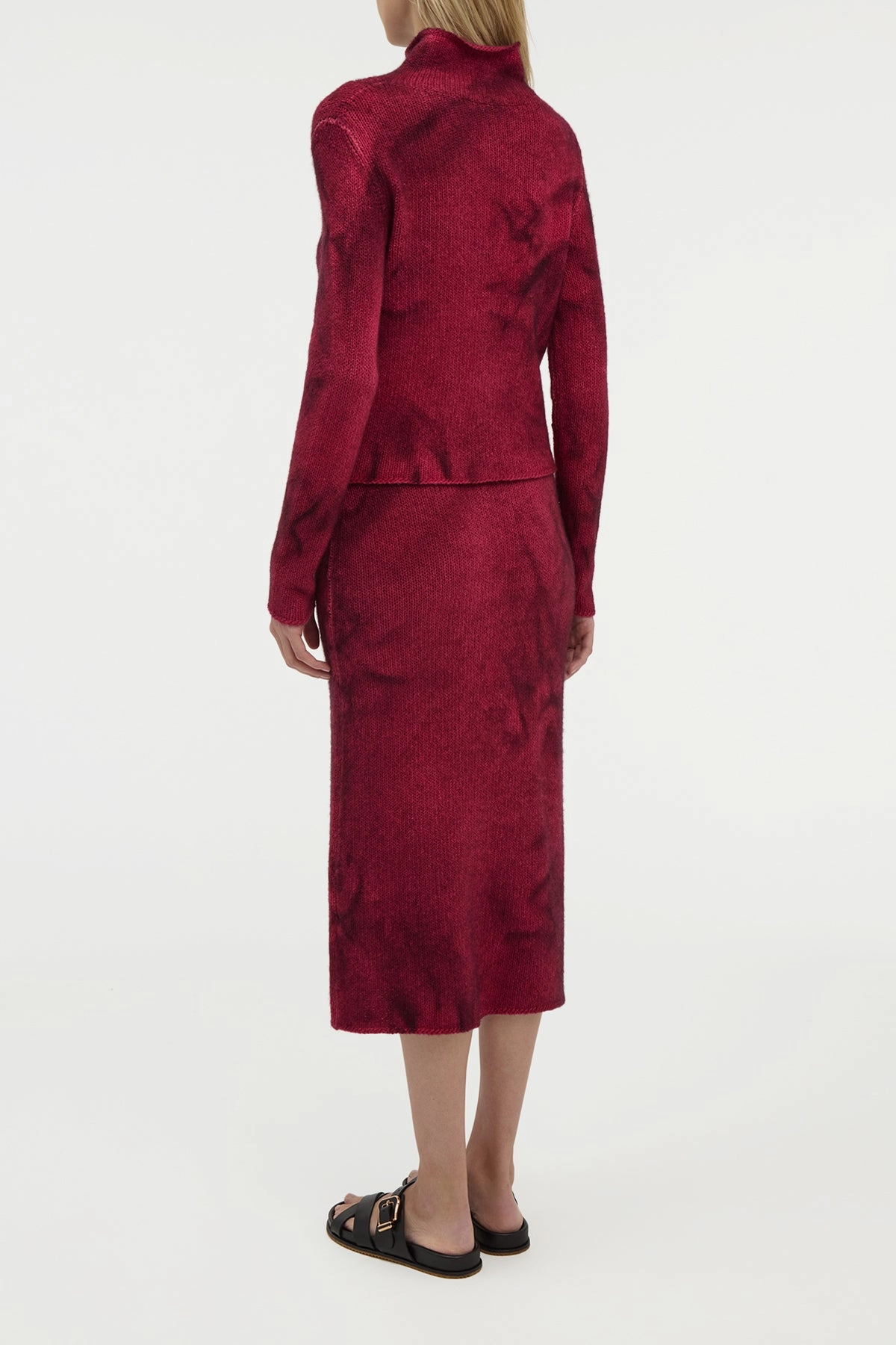 Reinforced Seams Dorcas Knit Midi Skirt in Bordeaux Cashmere