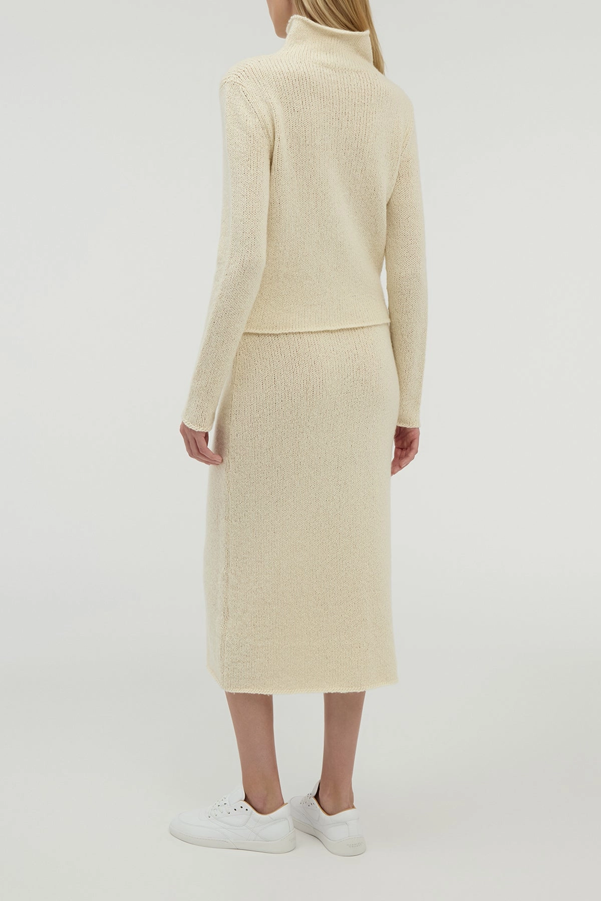 Dorcas Knit Midi Skirt in Ivory Cashmere Daily Essential