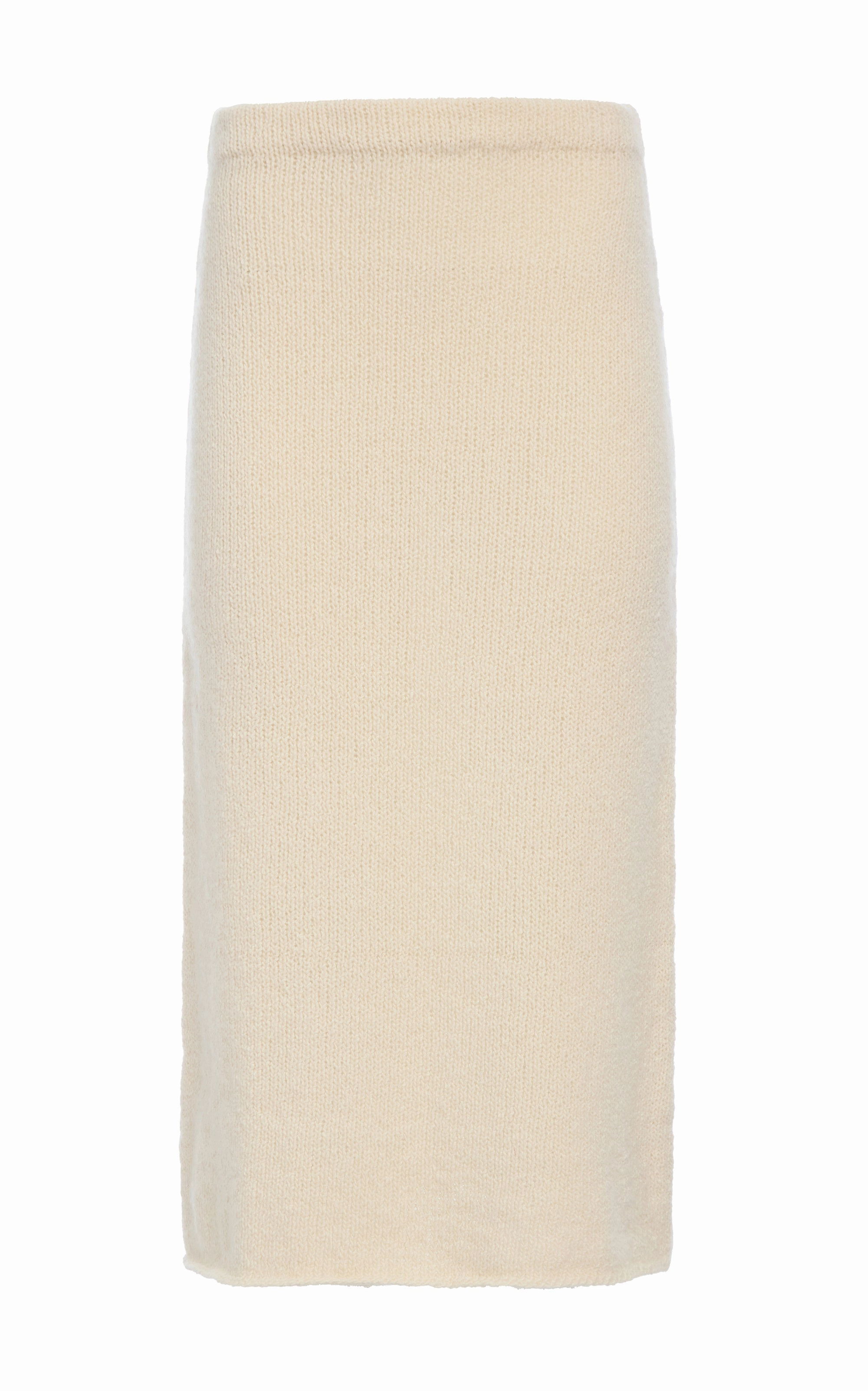 Photoshoot Ready Tassel accents Dorcas Knit Midi Skirt in Ivory Cashmere