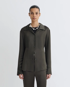 Nathalie - Slip Satin Shirt - Dark Green quick dry High-End Fashion