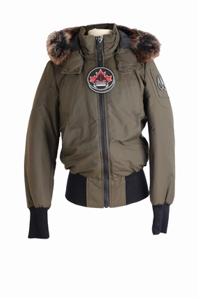 Airflow Ventilation Down Filled Bomber w/ Fur Trim Hood