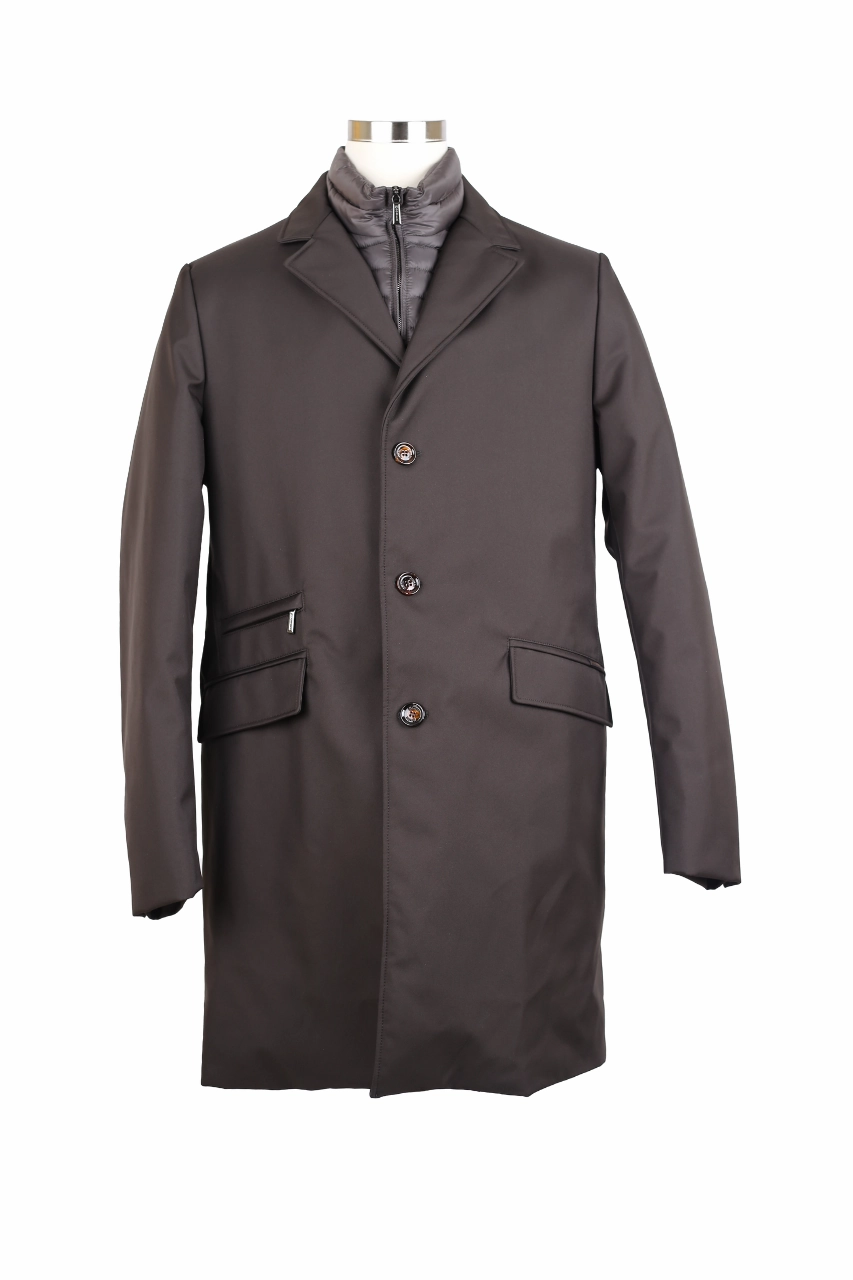 Down Filled Dress Coat Jacket w/ Removable Bib HeatRetentionTechnology