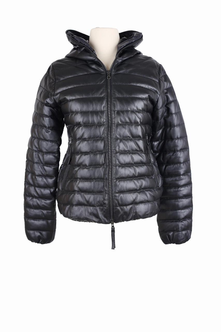 Button Fastenings Down Filled Leather Jacket