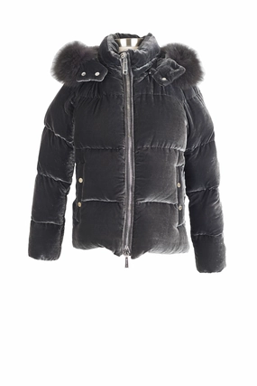 Down Filled Velour Puffer Jacket Stain Resistant Zippered Vents