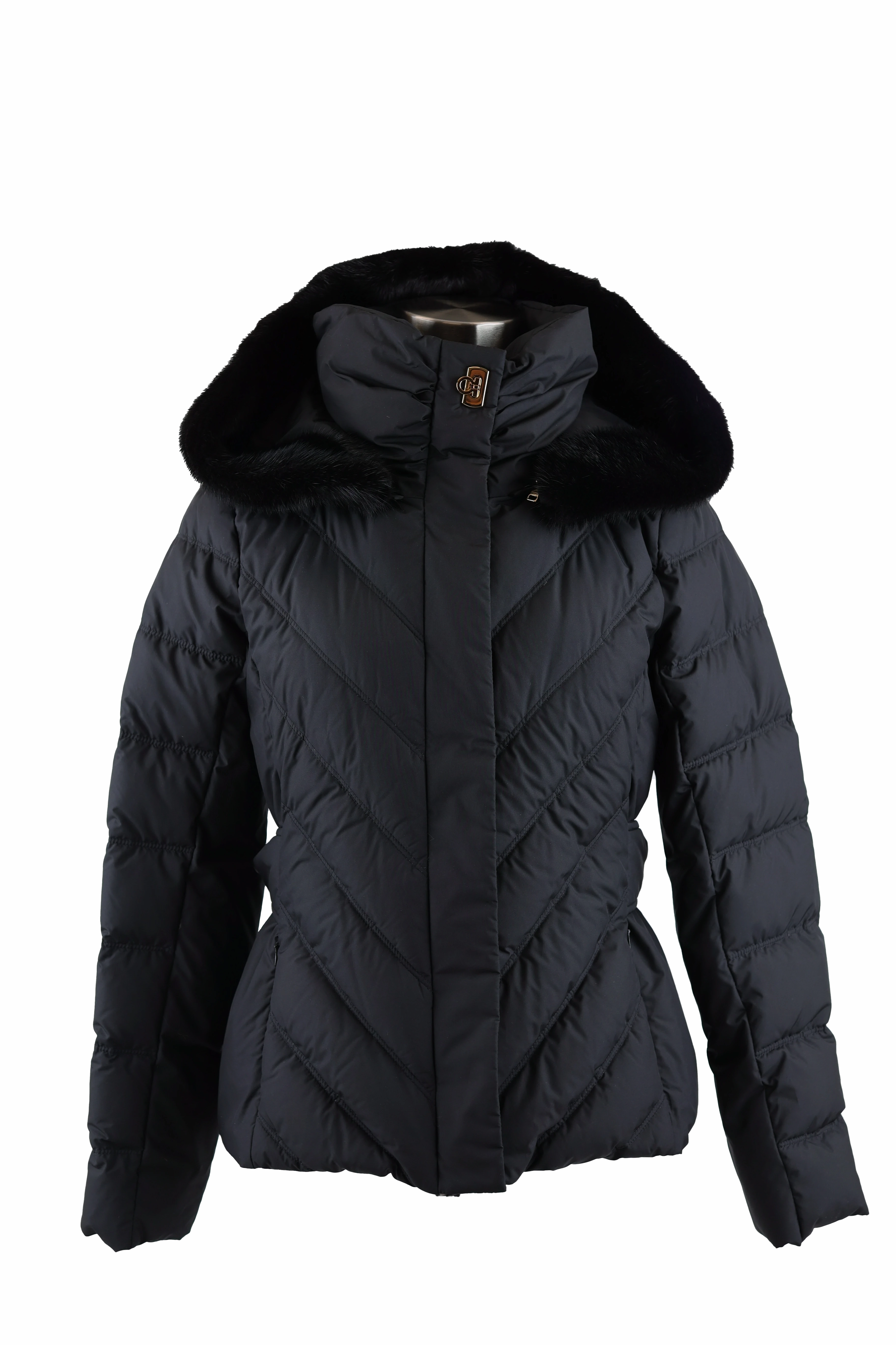 Down Puffer Jacket W/ Mink Fur Hood Heat Reflective Tech