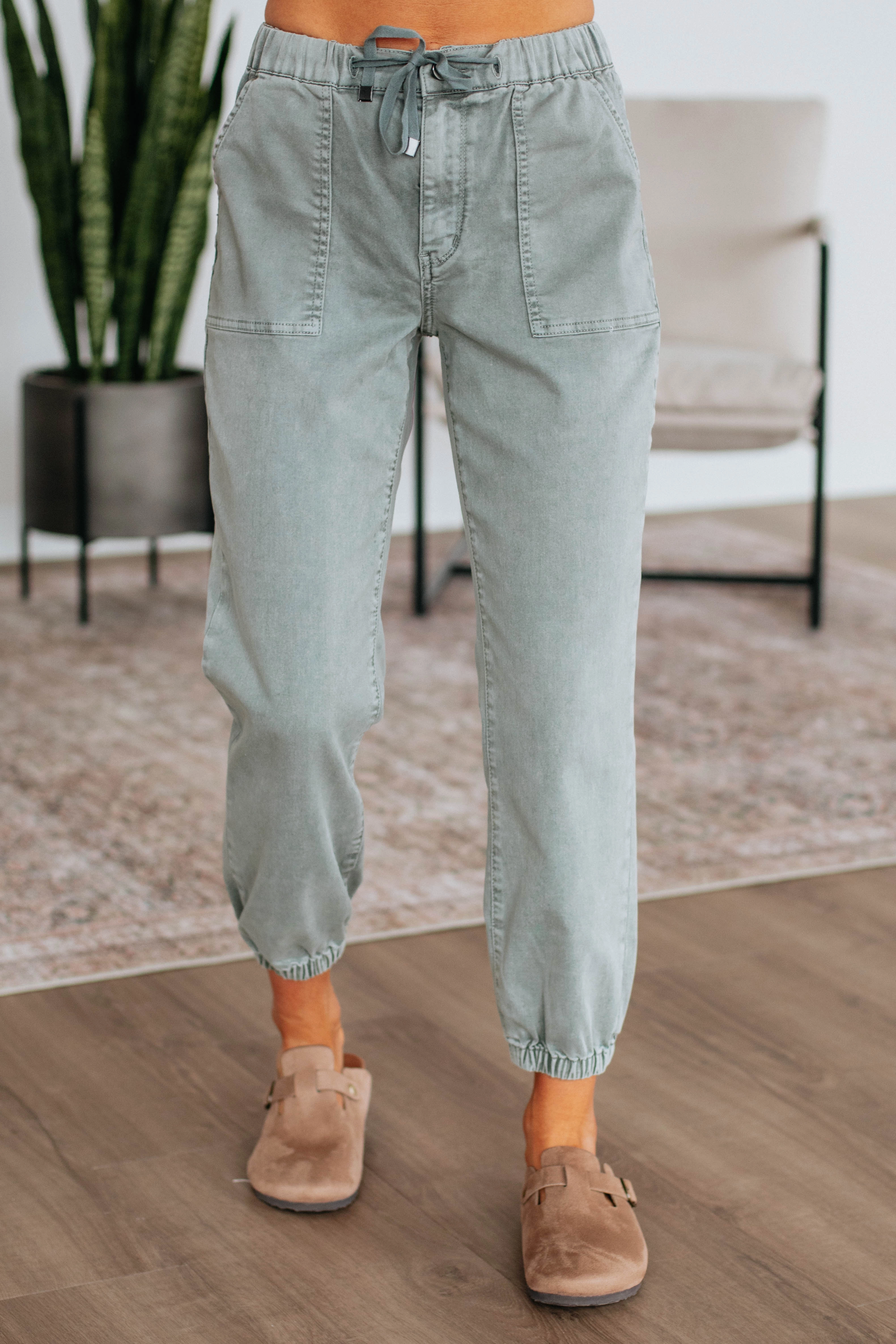 Drea Mica Joggers - Dusty Sage Breathable Comfort Design