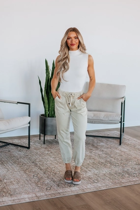 Tailored Silhouette Ripped design Drea Mica Joggers - Natural