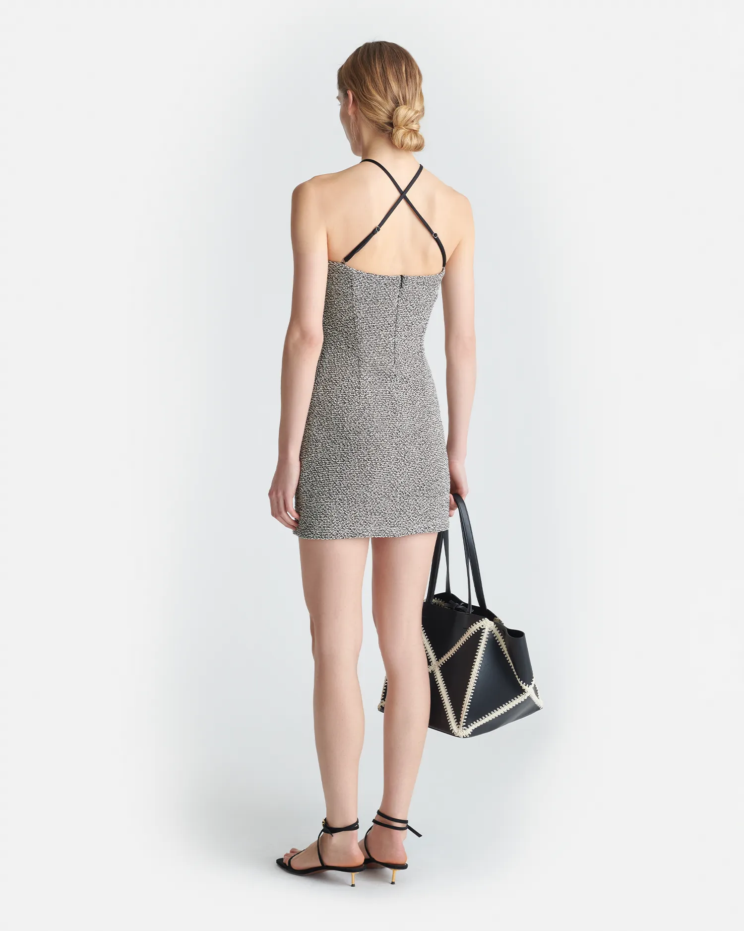 Rois - Loopback Cotton Mini Dress - Black/Creme Mouline Sophisticated Fit Lightweight-Structure