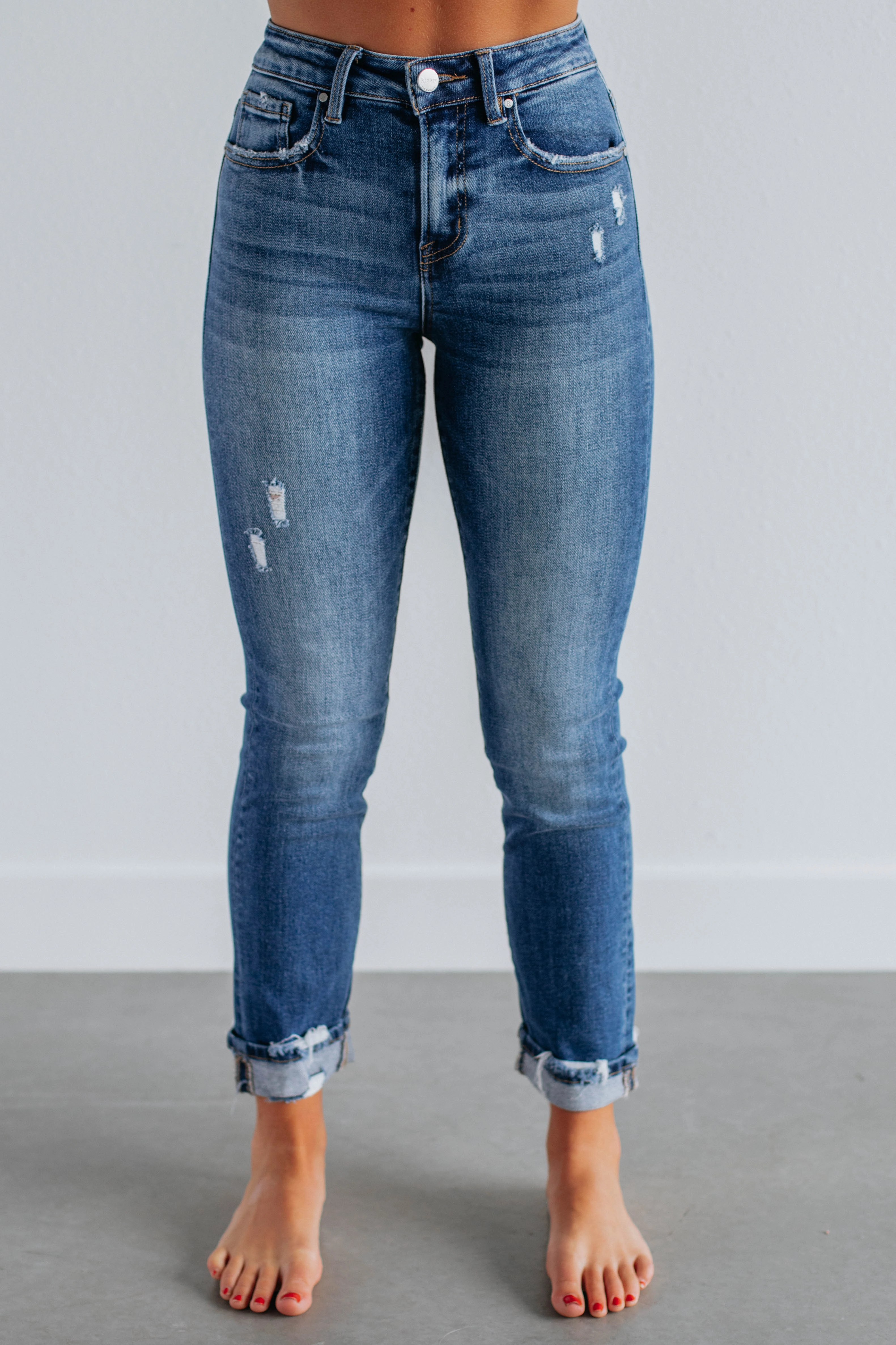Monica Risen Jeans - Dark Wash Subtle Detail