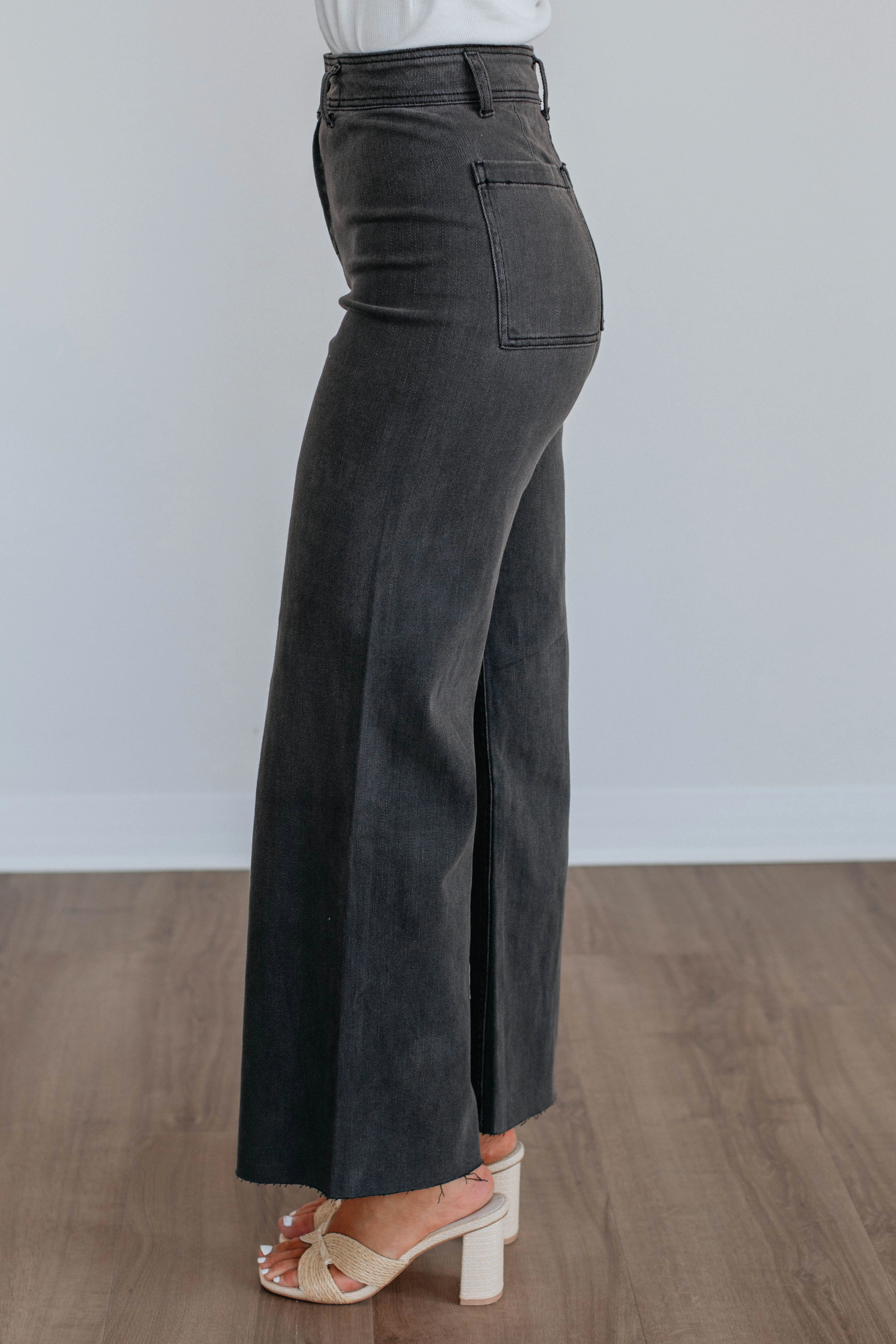 Linsley Wide Leg Pants - Washed Black Breathable Layer Fit