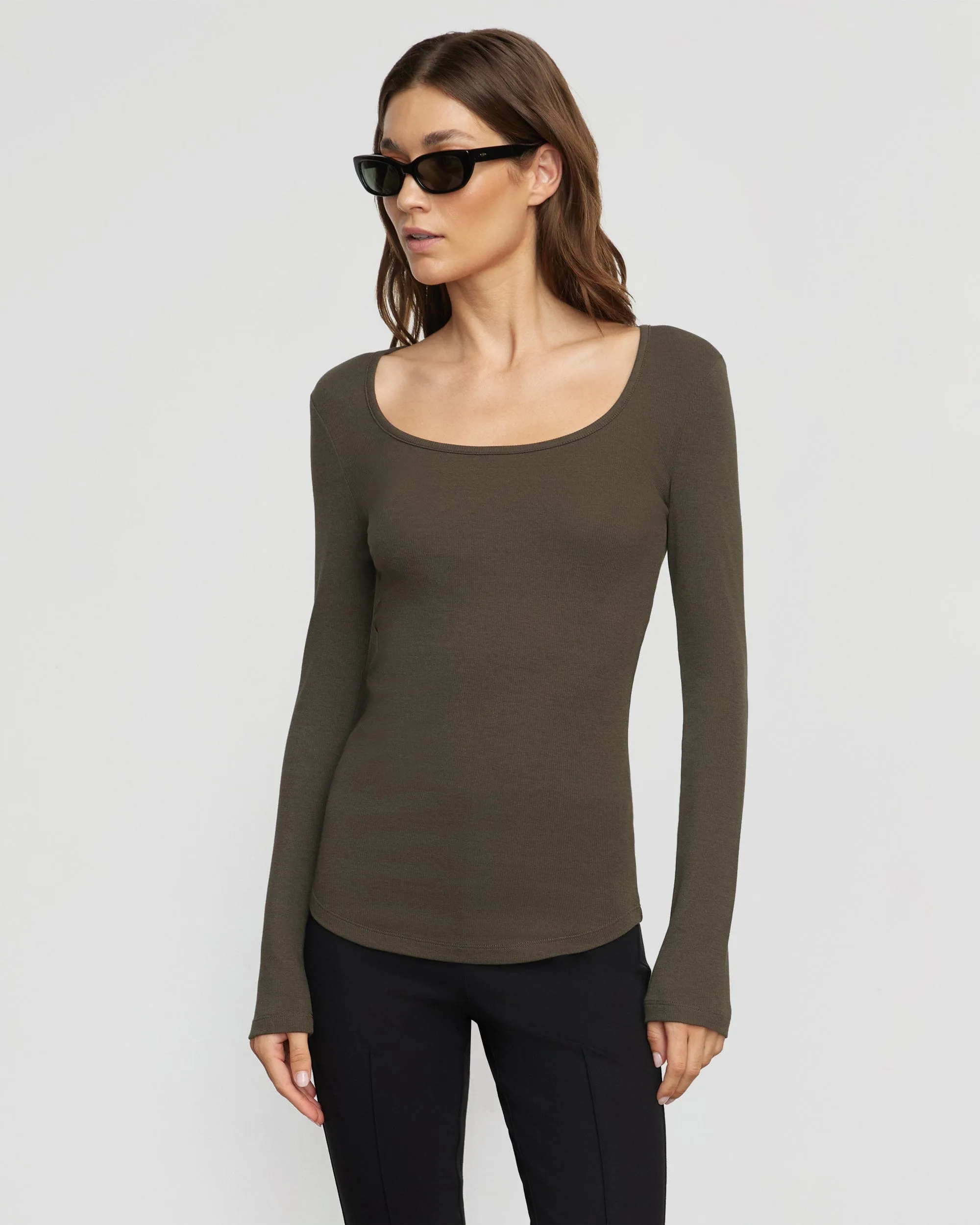 GentleWashResistance Rosa Ribbed Scoop-Neck Tee