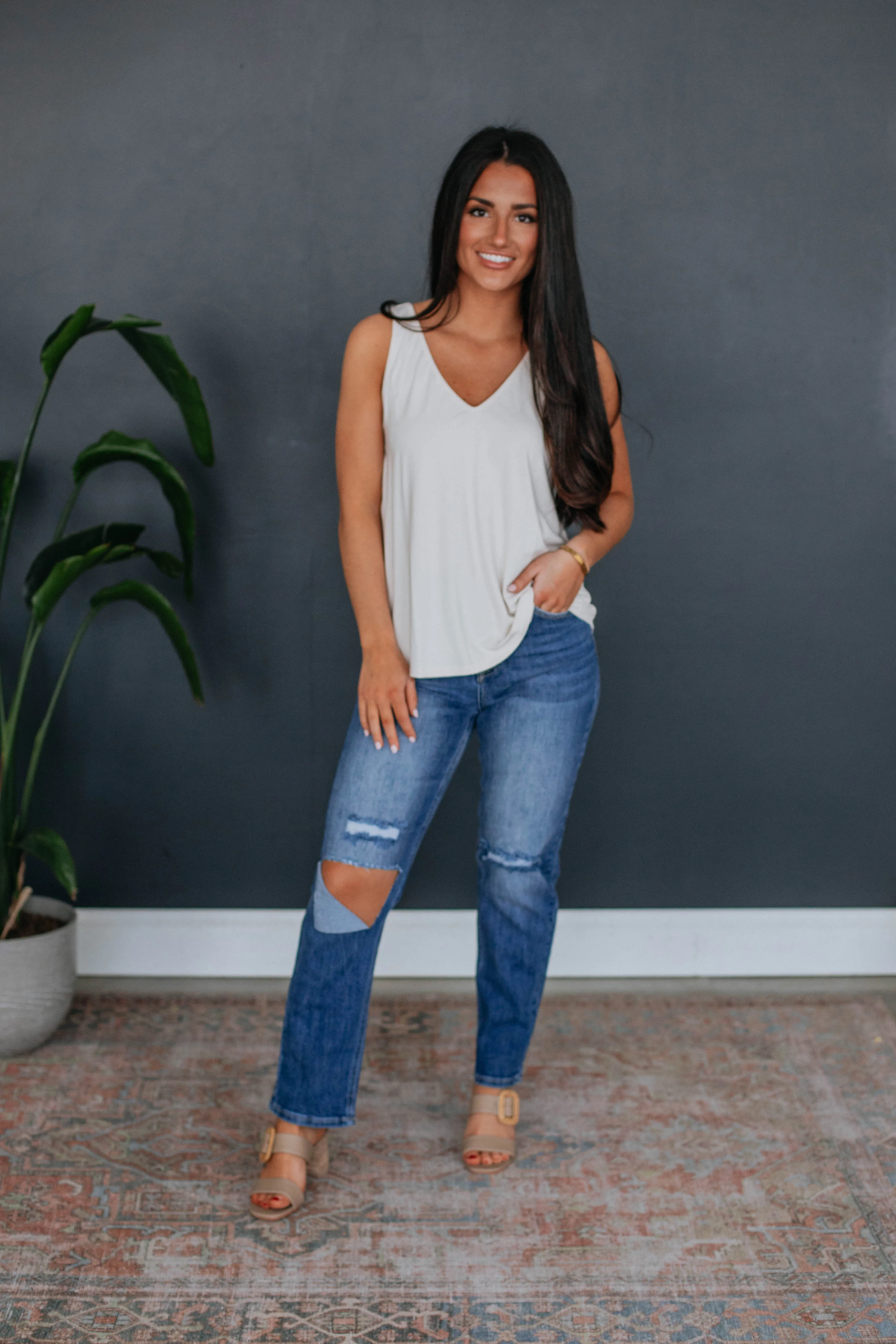 Gusseted Underarms Compression Zones Linley Basic Tank - Natural