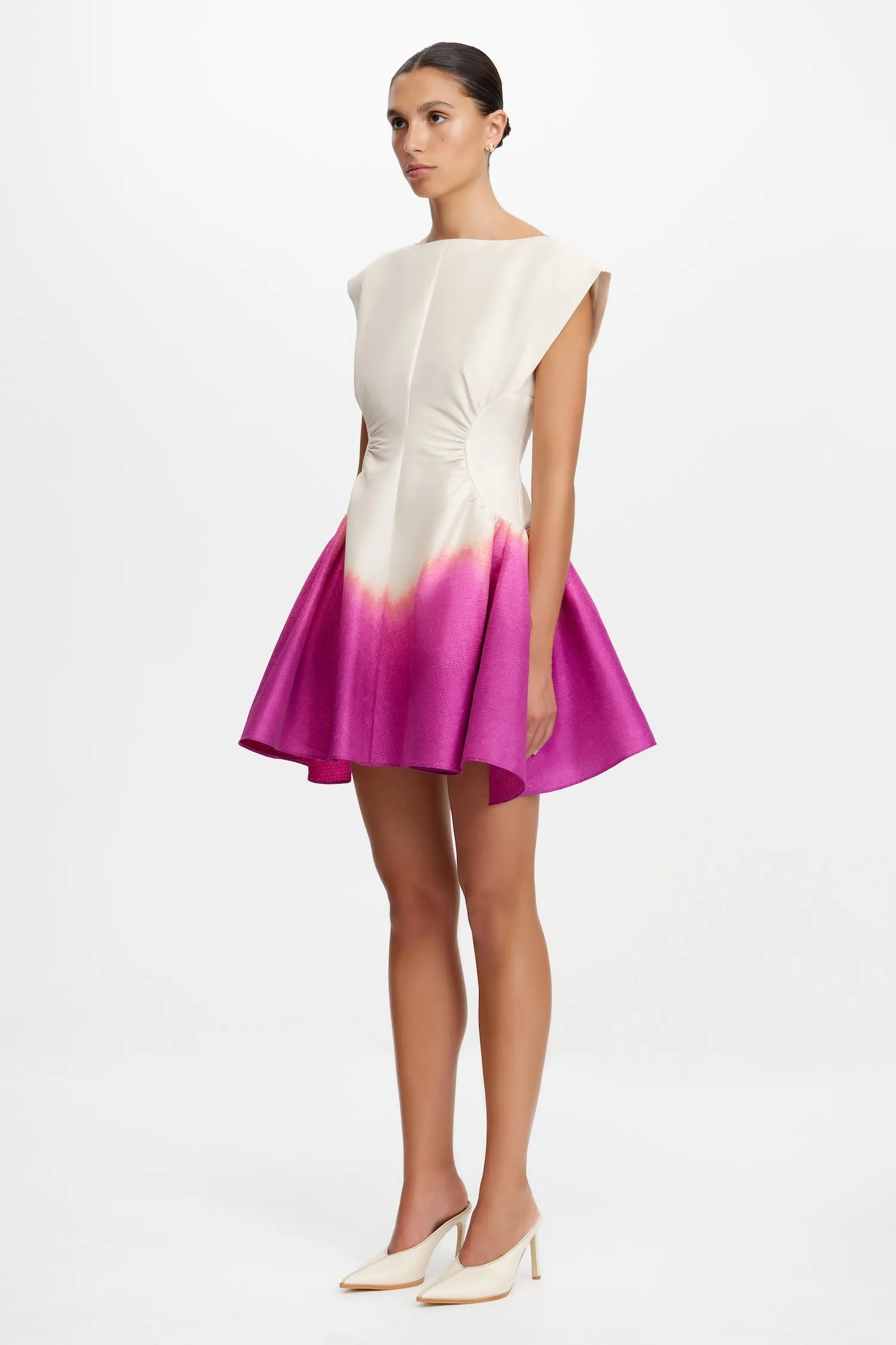 Leg-Lengthening Soft Neutral EMERY MINI DRESS