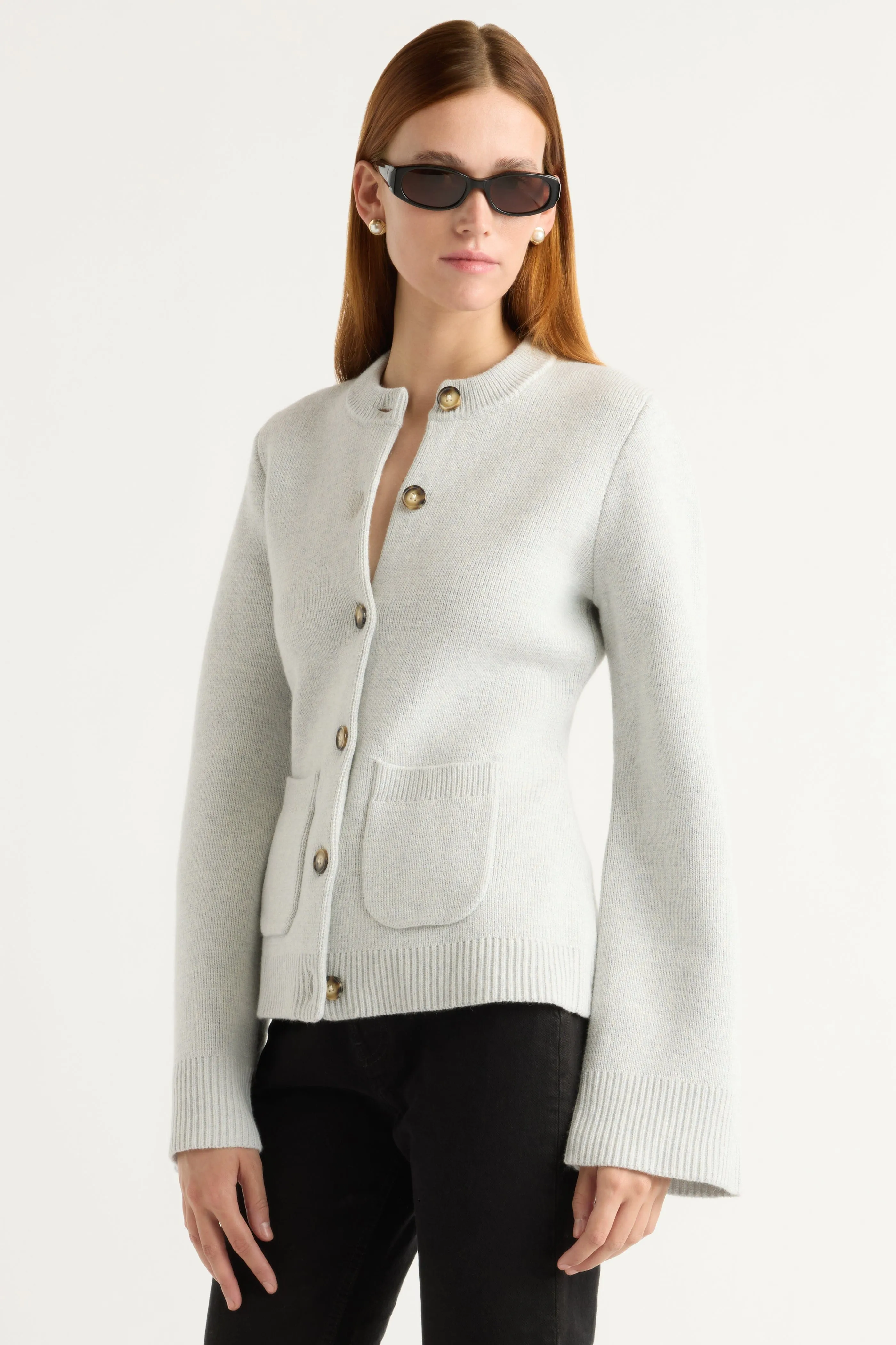 Ventilated Underarm Design Eames Organic Cotton-Wool Cardigan
