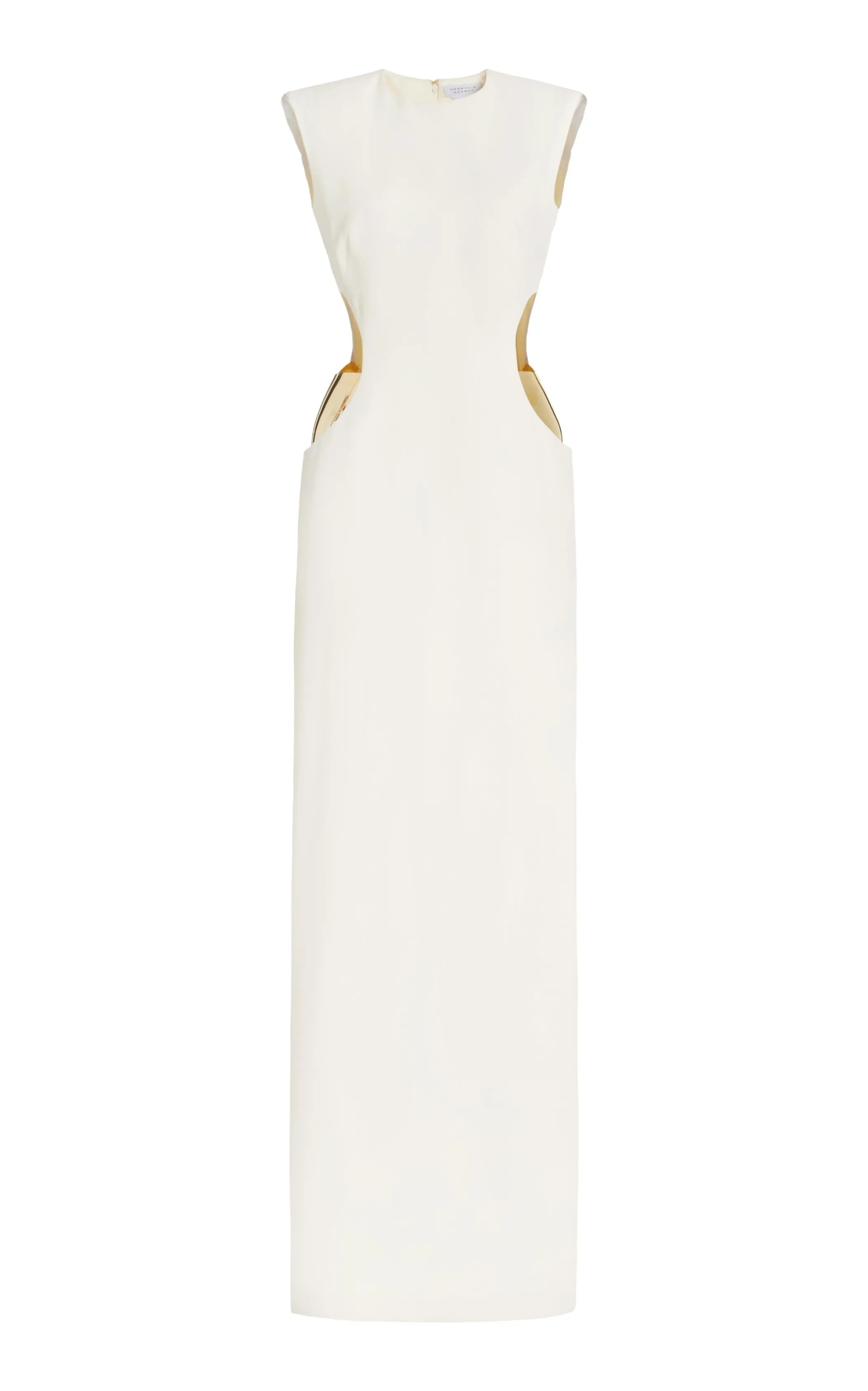 Faith Dress in Ivory Silk Wool Cady Button-front