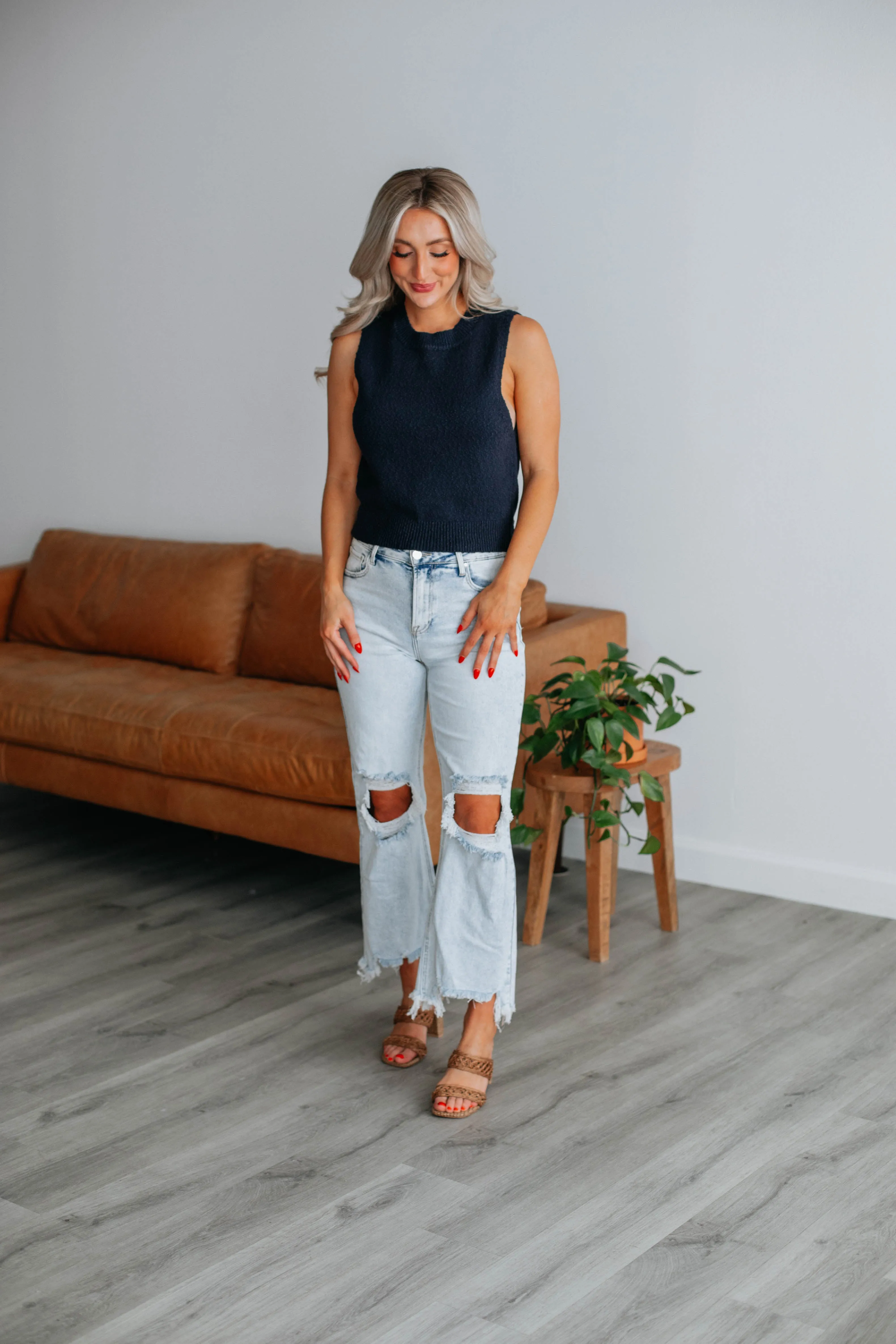 Mesh Lining Patrea Knit Tank - Navy