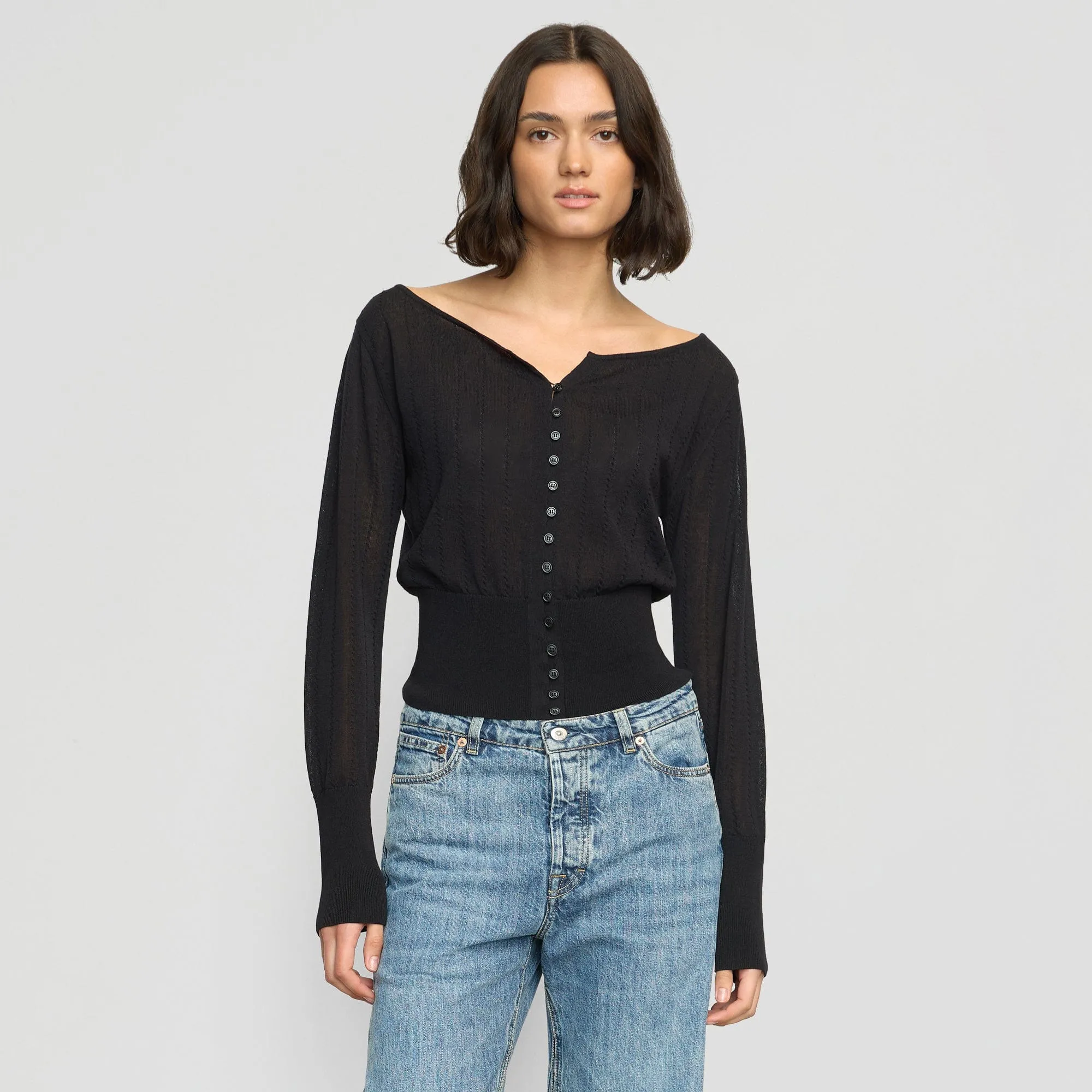 Chilly Weather Knit Chava Semi-Sheer Button Knit Top