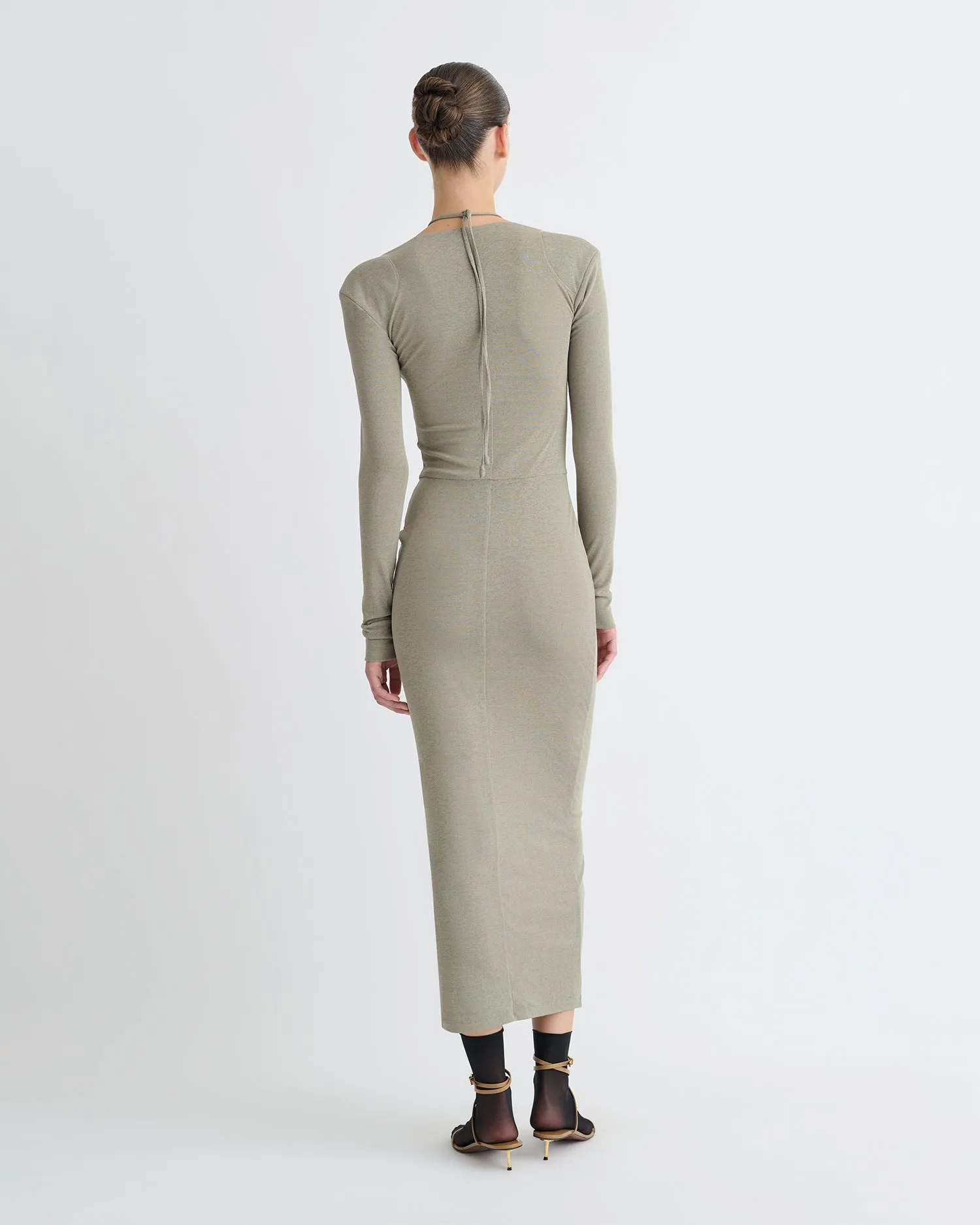 Retro Mood Aponi - Mesh Jersey Dress - Fog