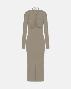 Chic and Elegant Aponi - Mesh Jersey Dress - Fog