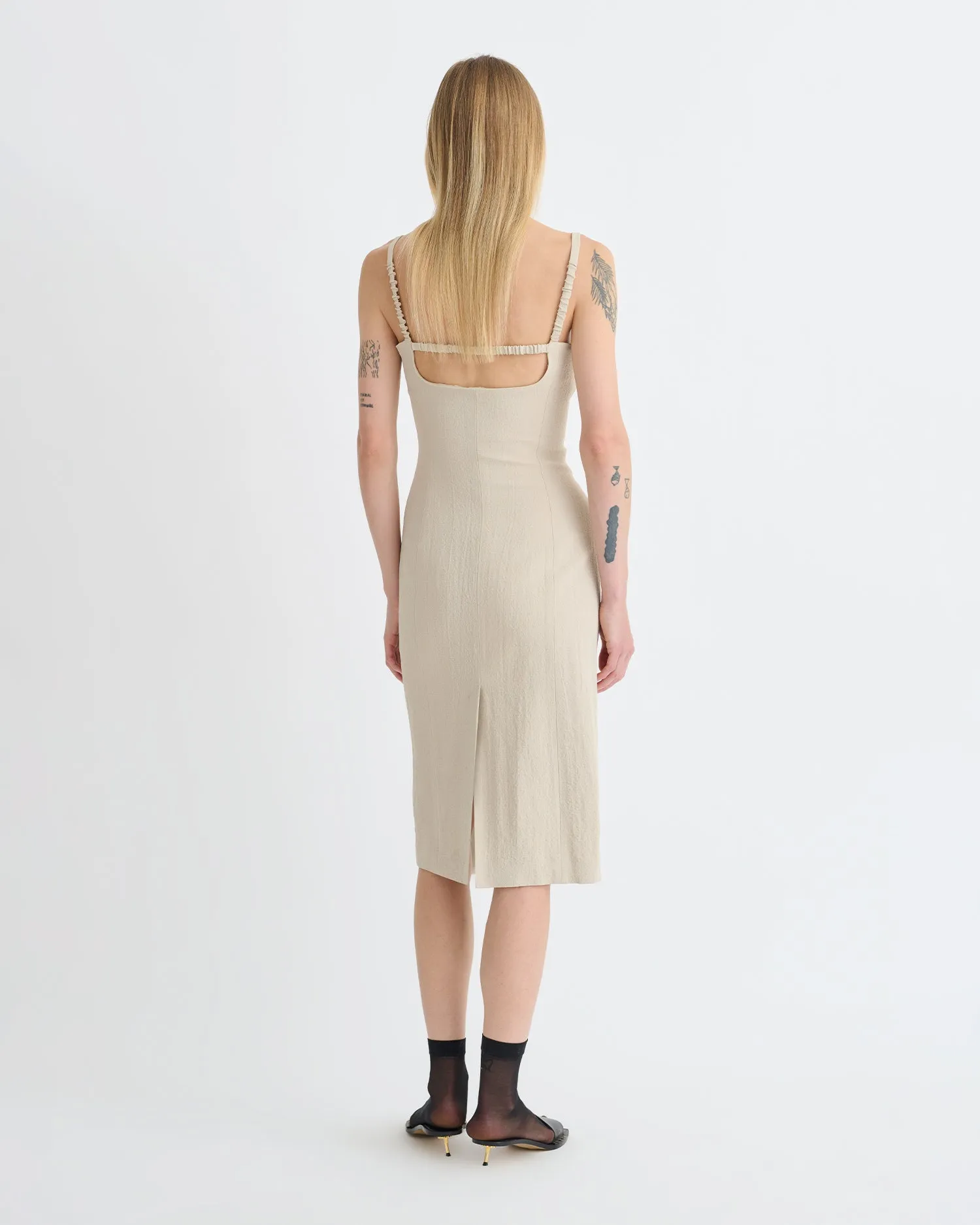 Work Comfort Vittoria - Seersucker Suiting Dress - Sand