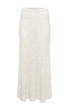 Sophisticated Mood Sabine Knit Maxi Skirt in Ivory Multi Beaded Cashmere
