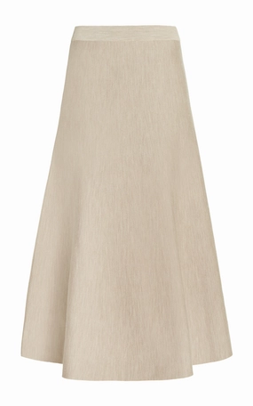 Freddie Knit Midi Skirt in Oatmeal Merino Wool Cashmere Daily Wear